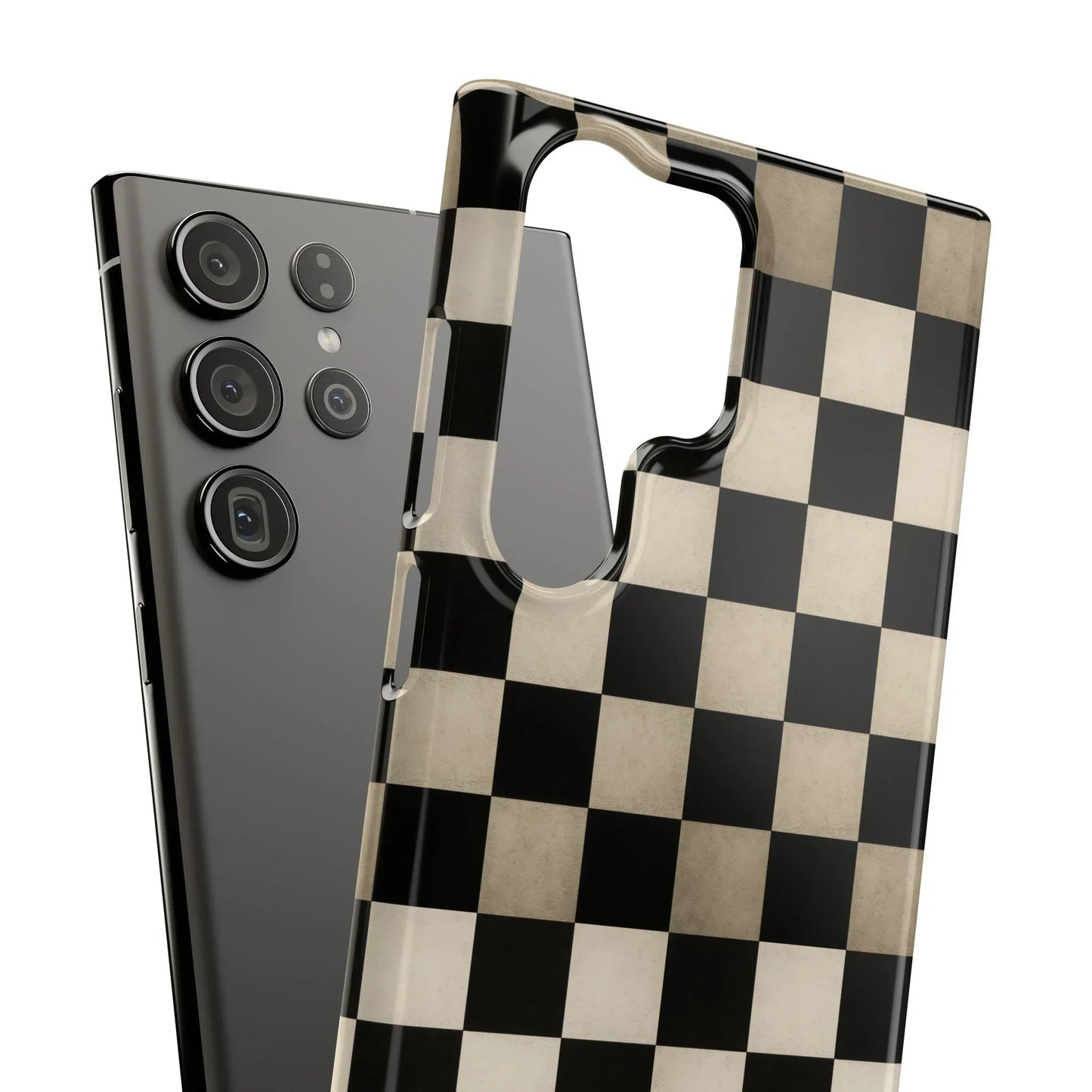 Stylish Matte Checker Phone Case for iPhone 7-16 and Samsung Galaxy S10-S24 Models - KarArmDesign