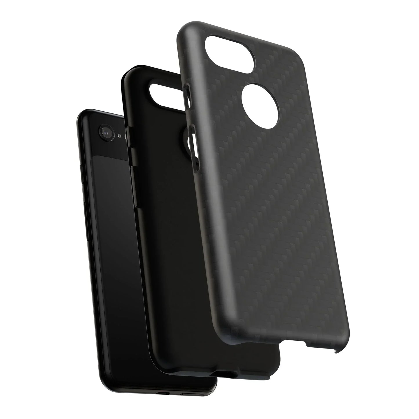 Black Carbon Phone Case Tough Case for iPhone 8-16 and Google Pixel up to 9 Models - KarArmDesign