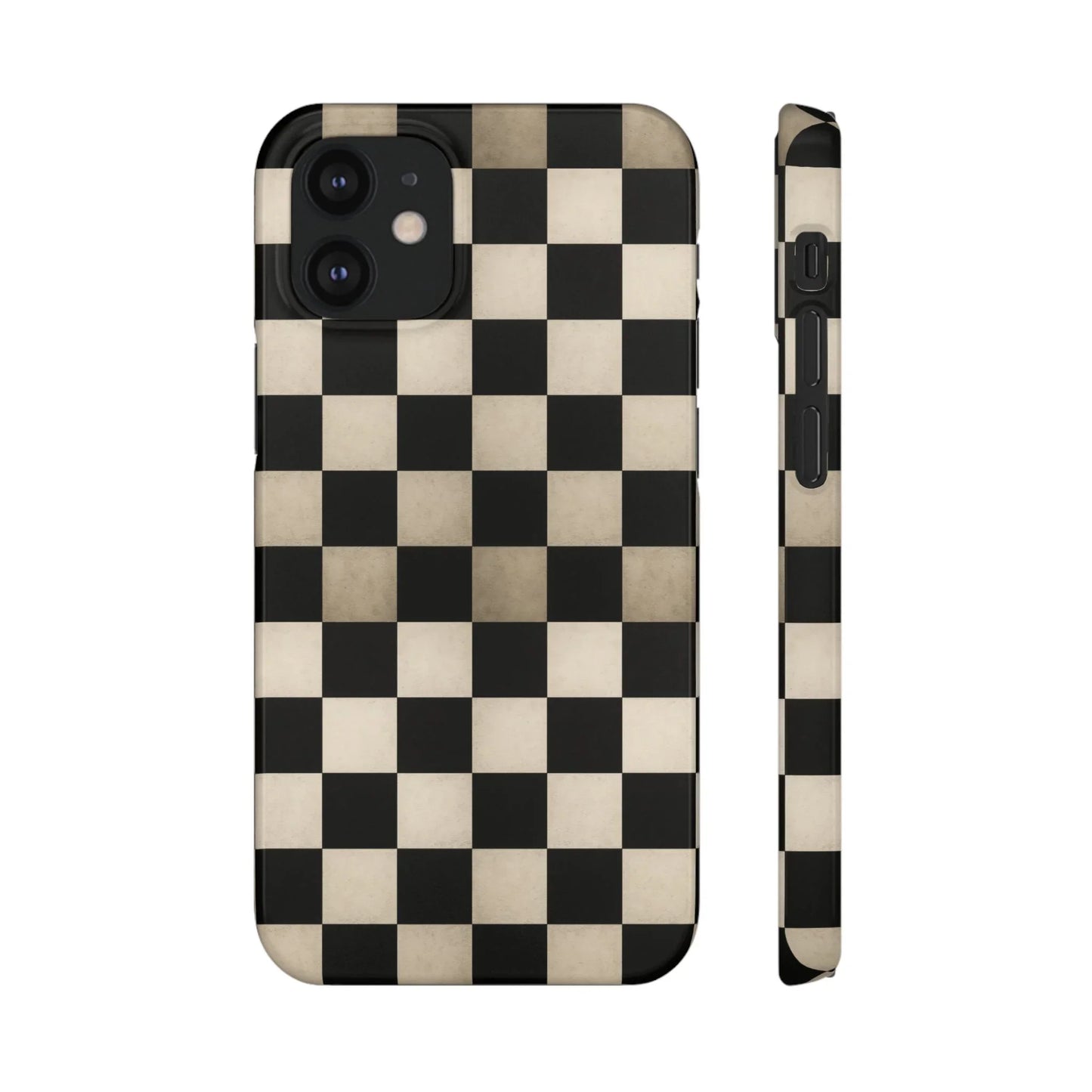 Stylish Matte Checker Phone Case for iPhone 7-16 and Samsung Galaxy S10-S24 Models - KarArmDesign
