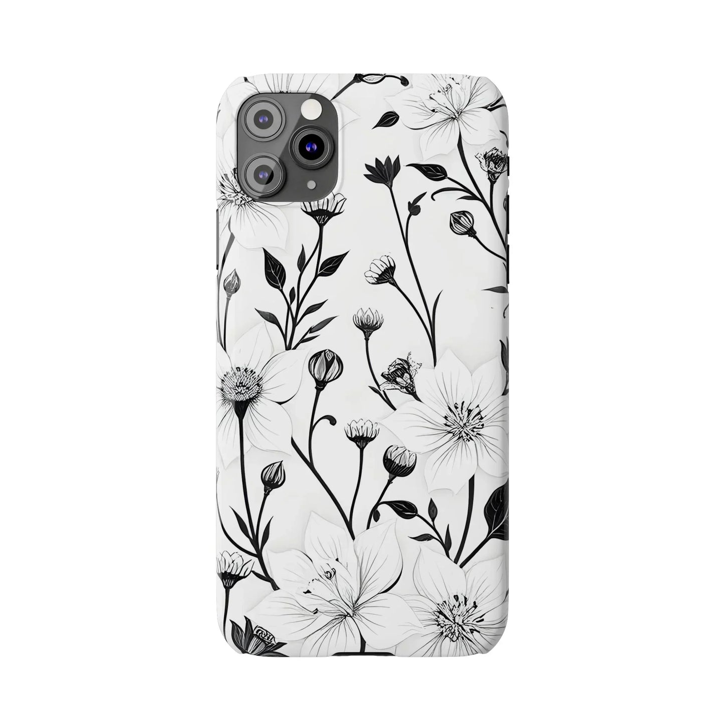 Monochrome Bloom Slim Floral Phone Case for iPhone 7-16 Models - KarArmDesign
