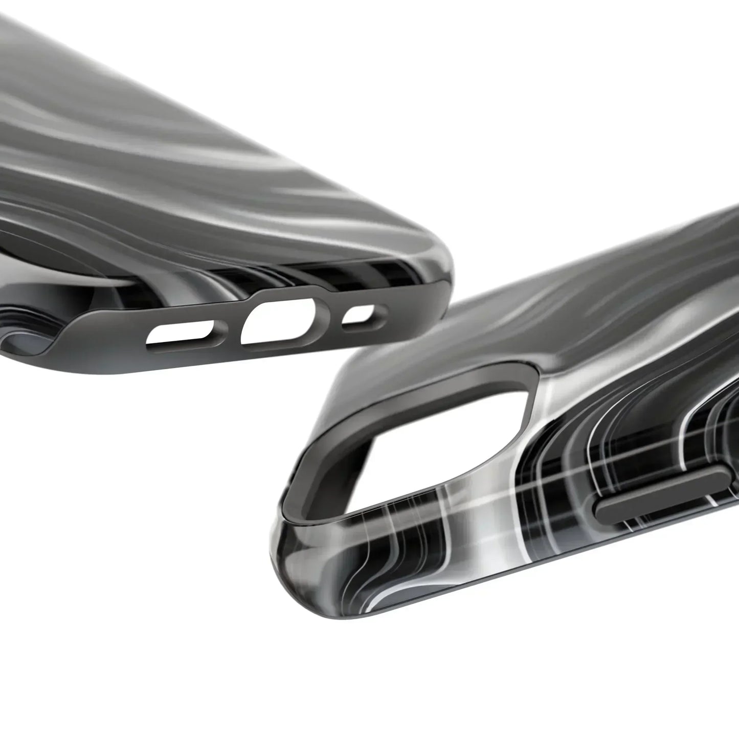 Wavy Illusion Black & Silver MagSafe® Tough Phone Case - KarArmDesign