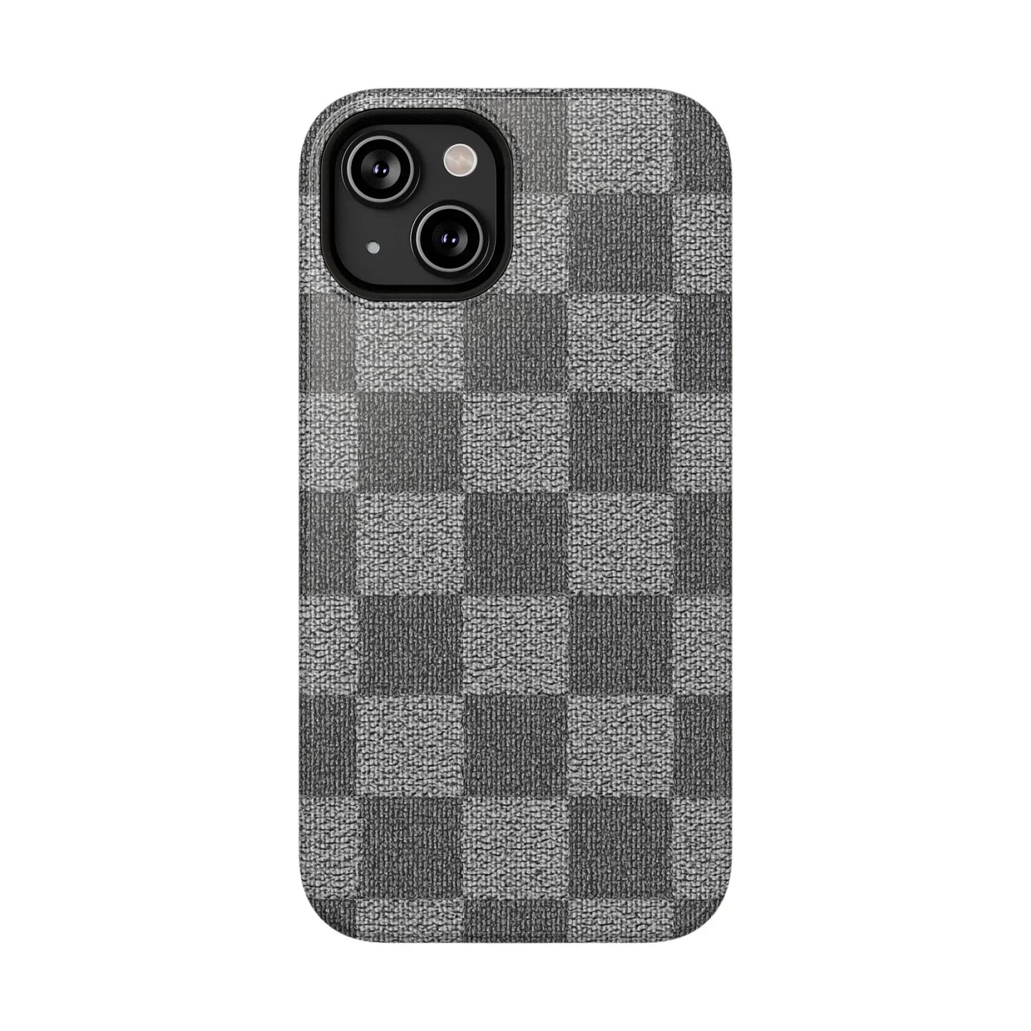 Gray Checkered Phone Case for iPhone 12-16 and Galaxy S21-S22 Models - KarArmDesign