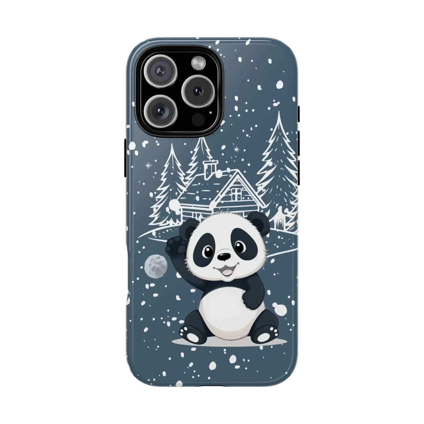 Cute Panda in a Winter Wonderland Phone Case for iPhone 8-16 Models - KarArmDesign