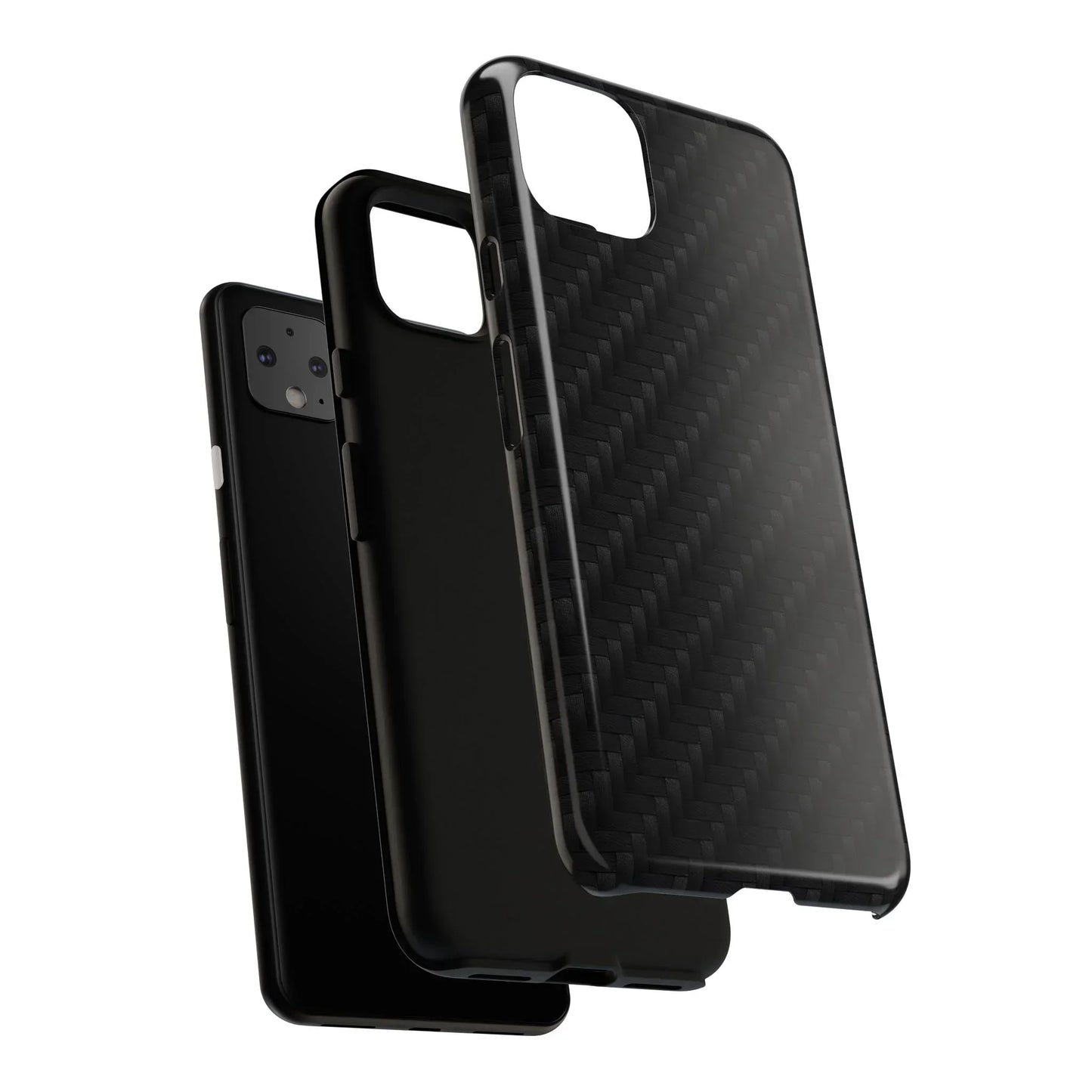 Black Carbon Phone Case Tough Case for iPhone 8-16 and Google Pixel up to 9 Models - KarArmDesign
