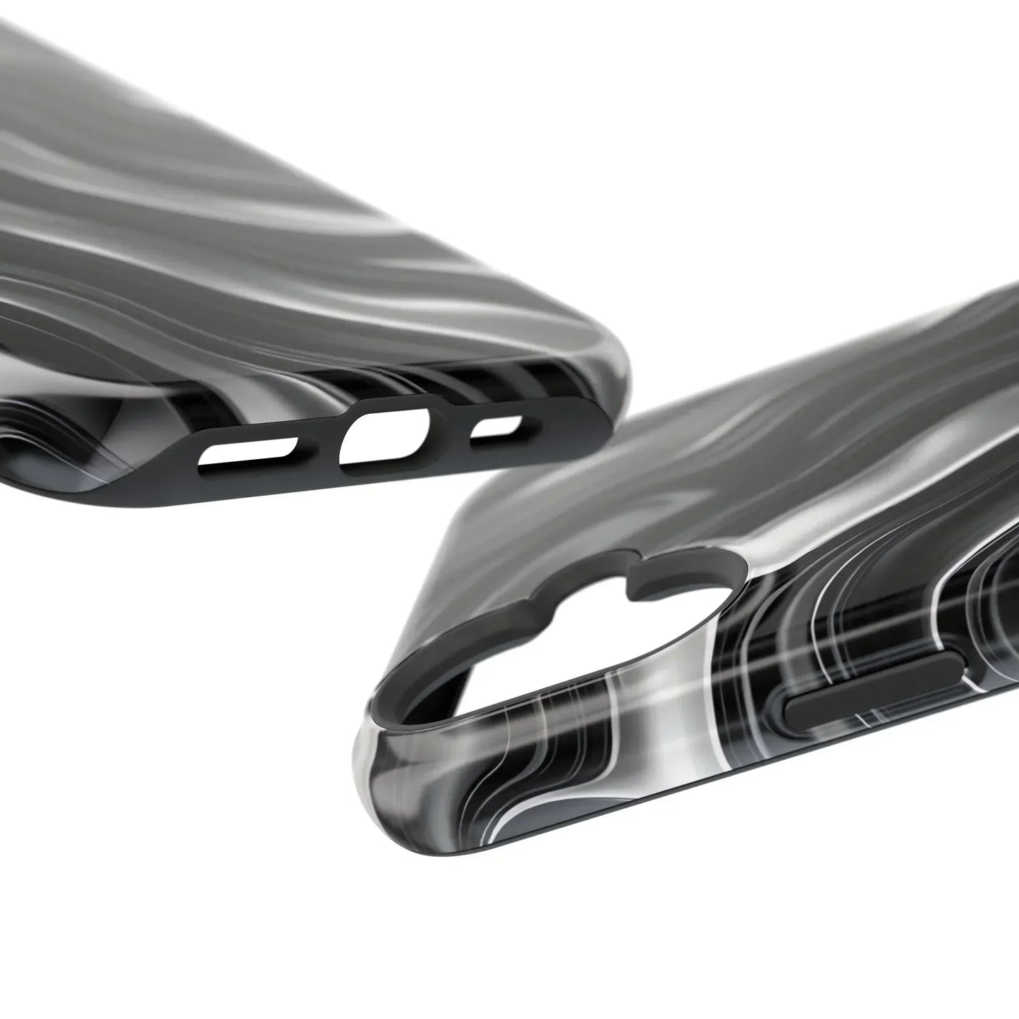 Wavy Illusion Black & Silver MagSafe® Tough Phone Case - KarArmDesign