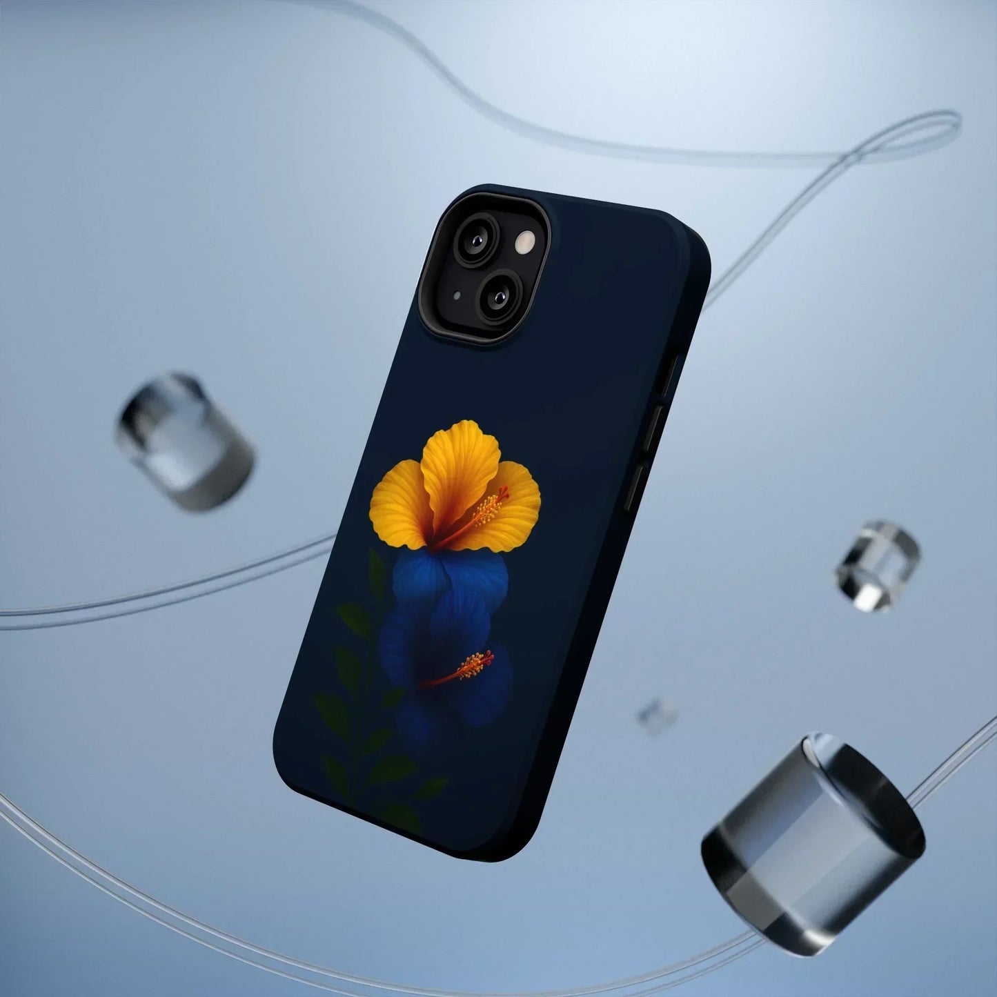Elegant hibiscus phone case Impact-Resistant Cases for iPhone 12-16 and Samsung Galaxy S21-S22 Models - KarArmDesign