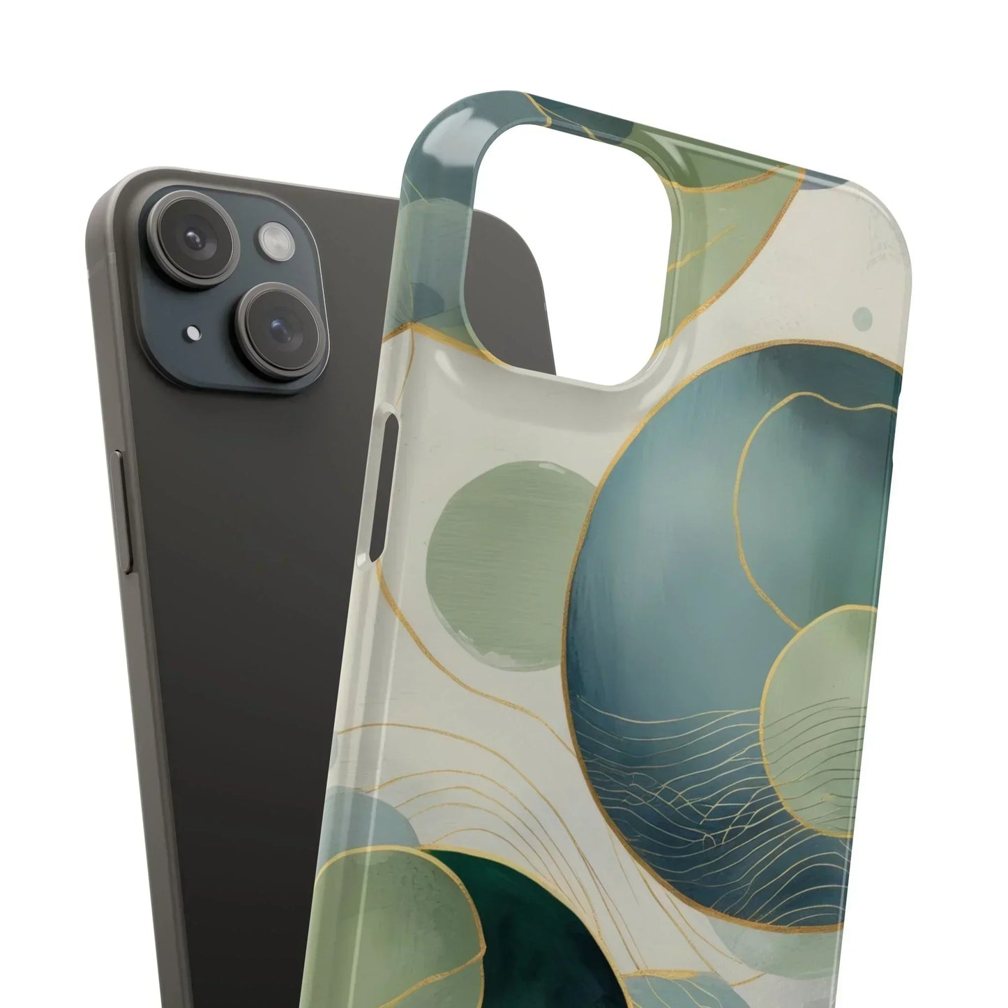 Abstract Teal Slim Phone Case for iPhone 12-16 Models - KarArmDesign