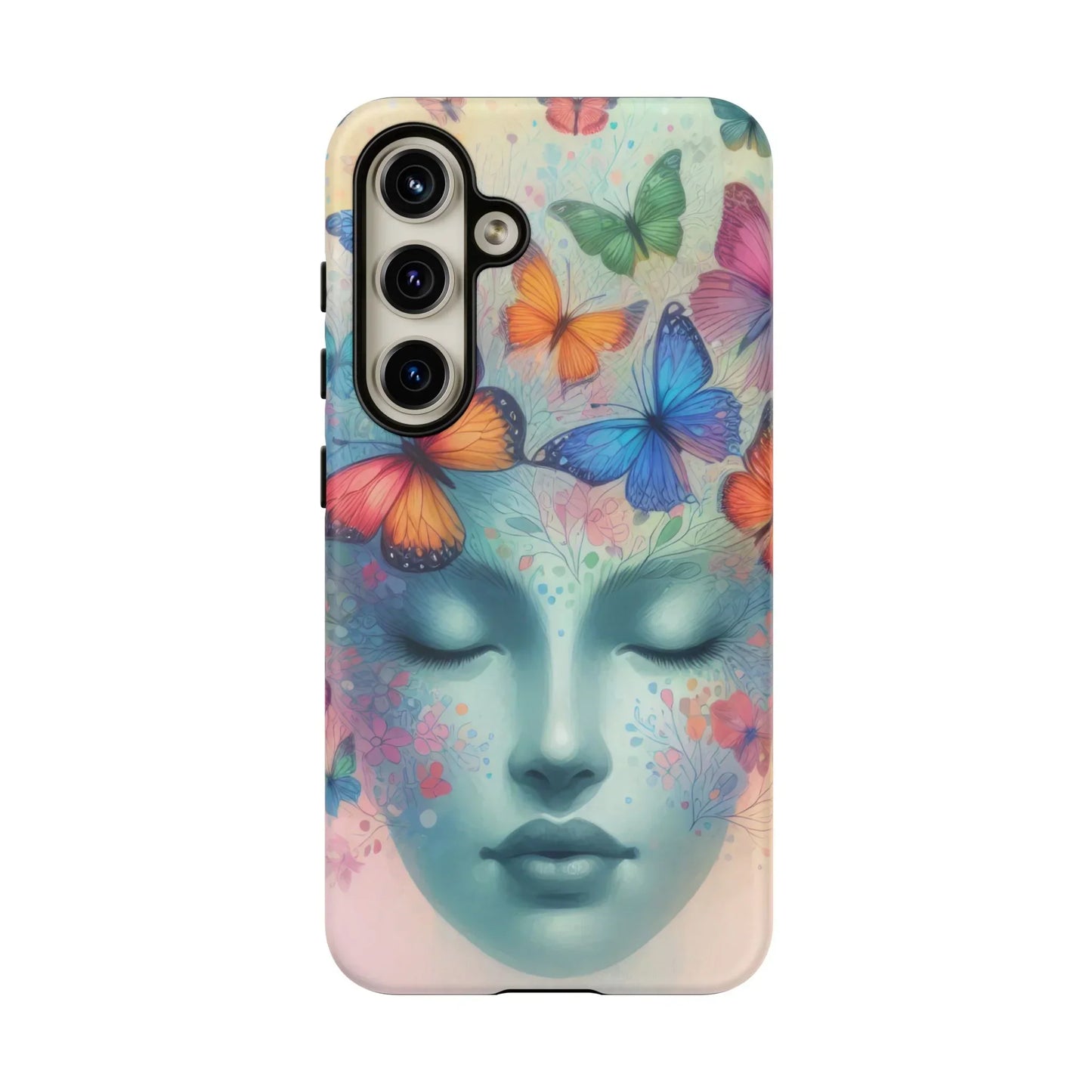 Butterfly Bloom Dreamy Woman Phone Case for Galaxy and Pixel - KarArmDesign
