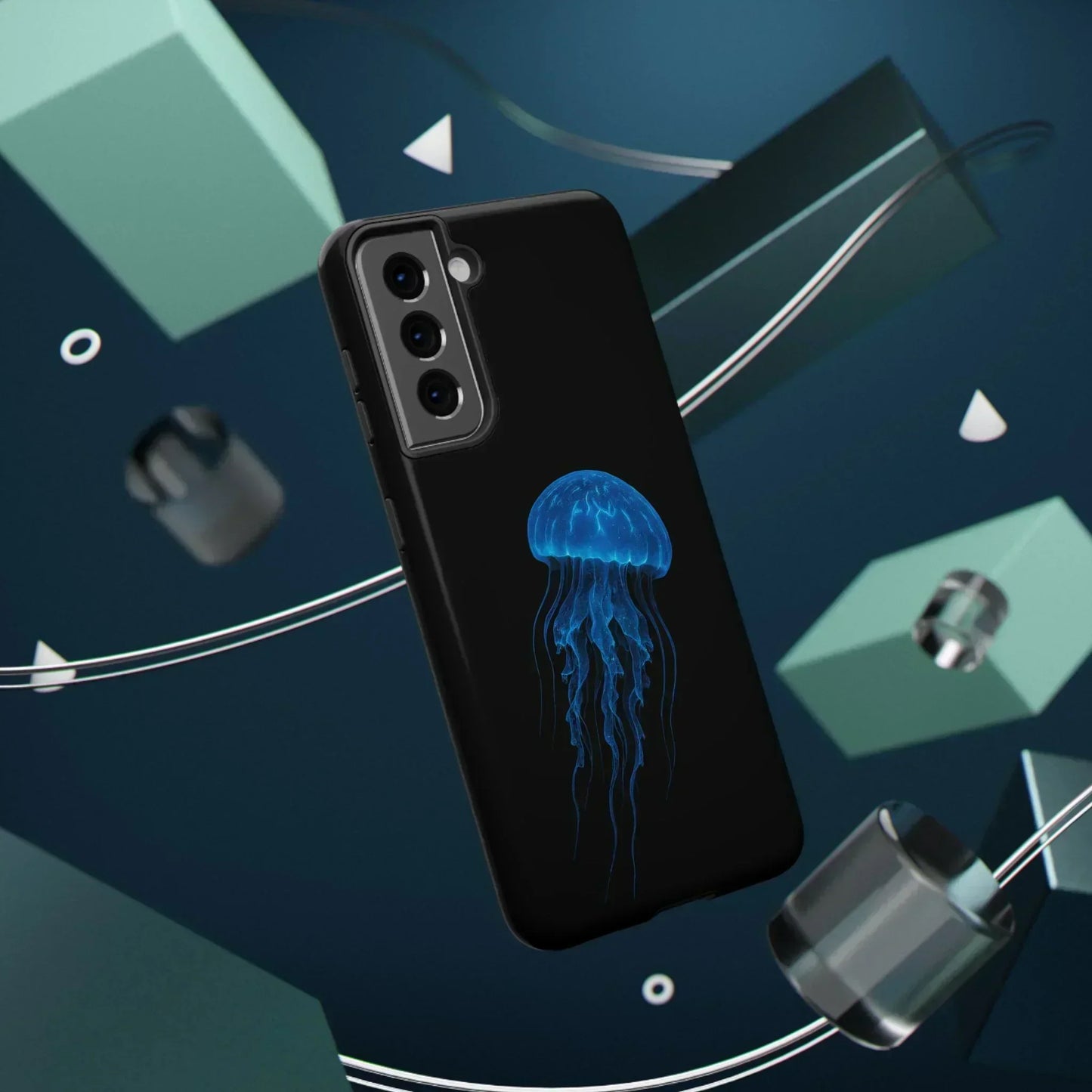 Blue Jellyfish Phone Case for iPhone 12-16 and Samsung Galaxy S21-S22 Models - KarArmDesign