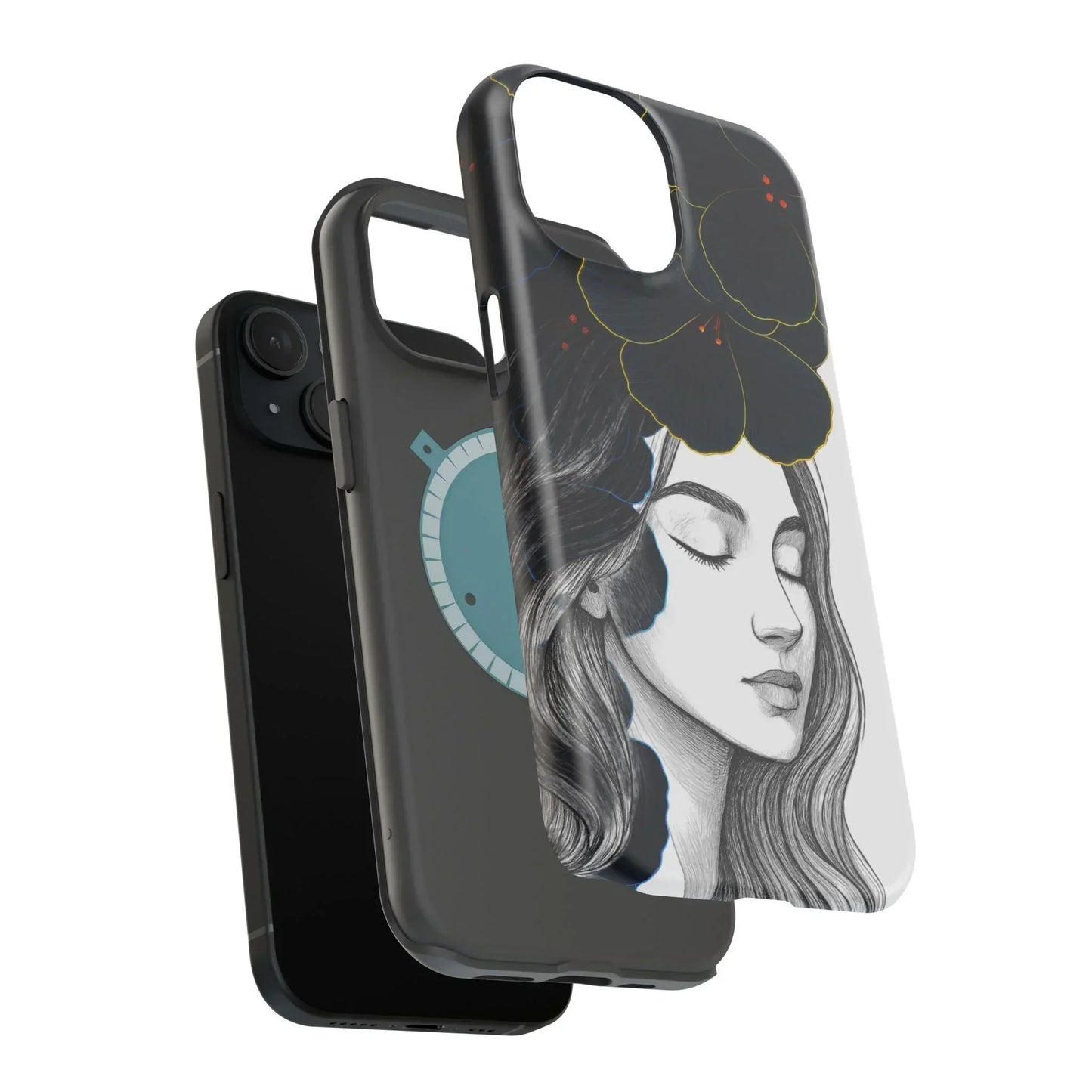 Dark Floral Elegance Phone Case for iPhone 13-16 Models - KarArmDesign