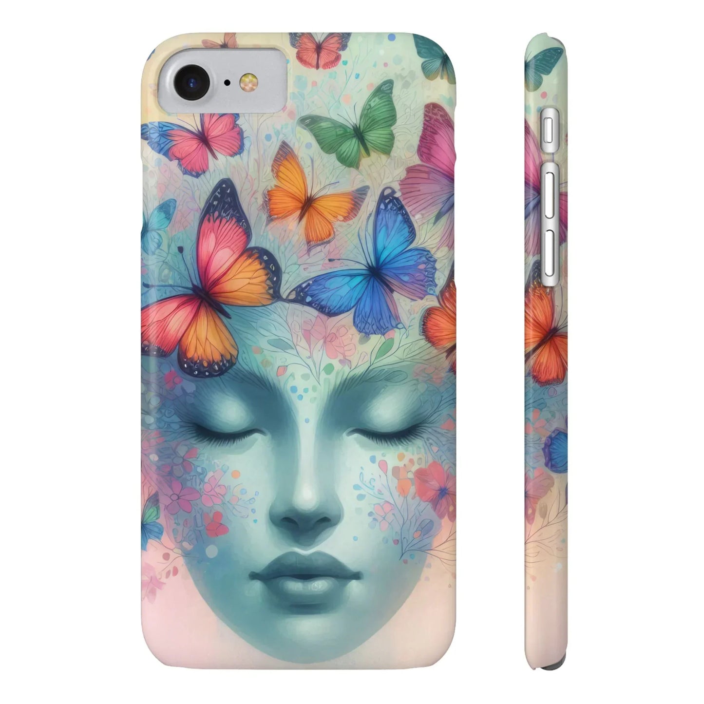 Butterfly Bloom Dreamy Woman with Closed Eyes Tough Phone Case for iPhone - KarArmDesign