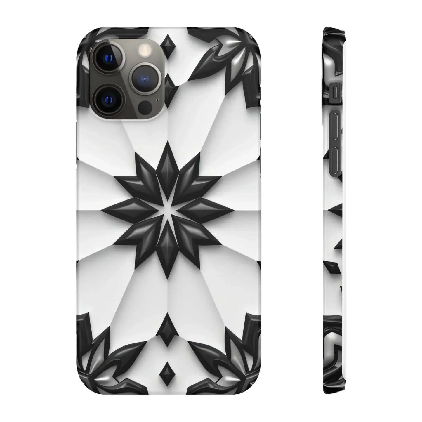 Black and White Geometric Floral Phone Case for iPhone and Samsung Galaxy - KarArmDesign