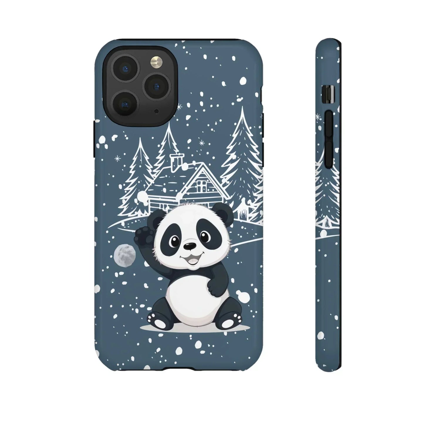 Cute Panda in a Winter Wonderland Phone Case for iPhone 8-16 Models - KarArmDesign