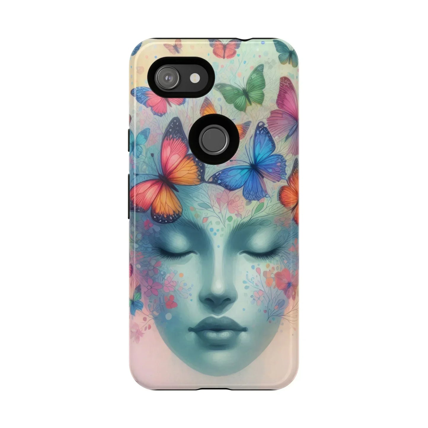 Butterfly Bloom Dreamy Woman Phone Case for Galaxy and Pixel - KarArmDesign