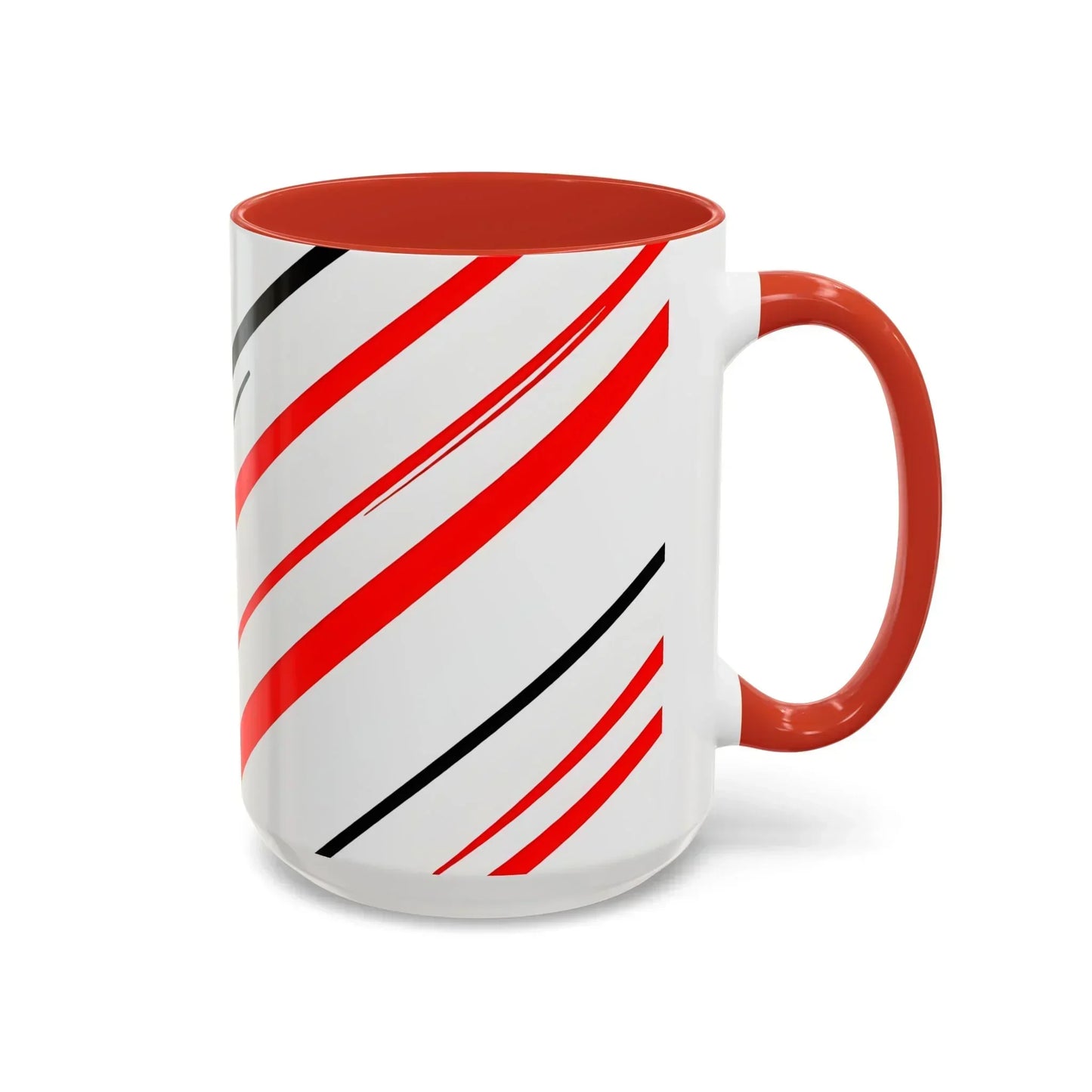 Bold Elegance – Red & Black Swirl Accent Coffee Mug - KarArmDesign