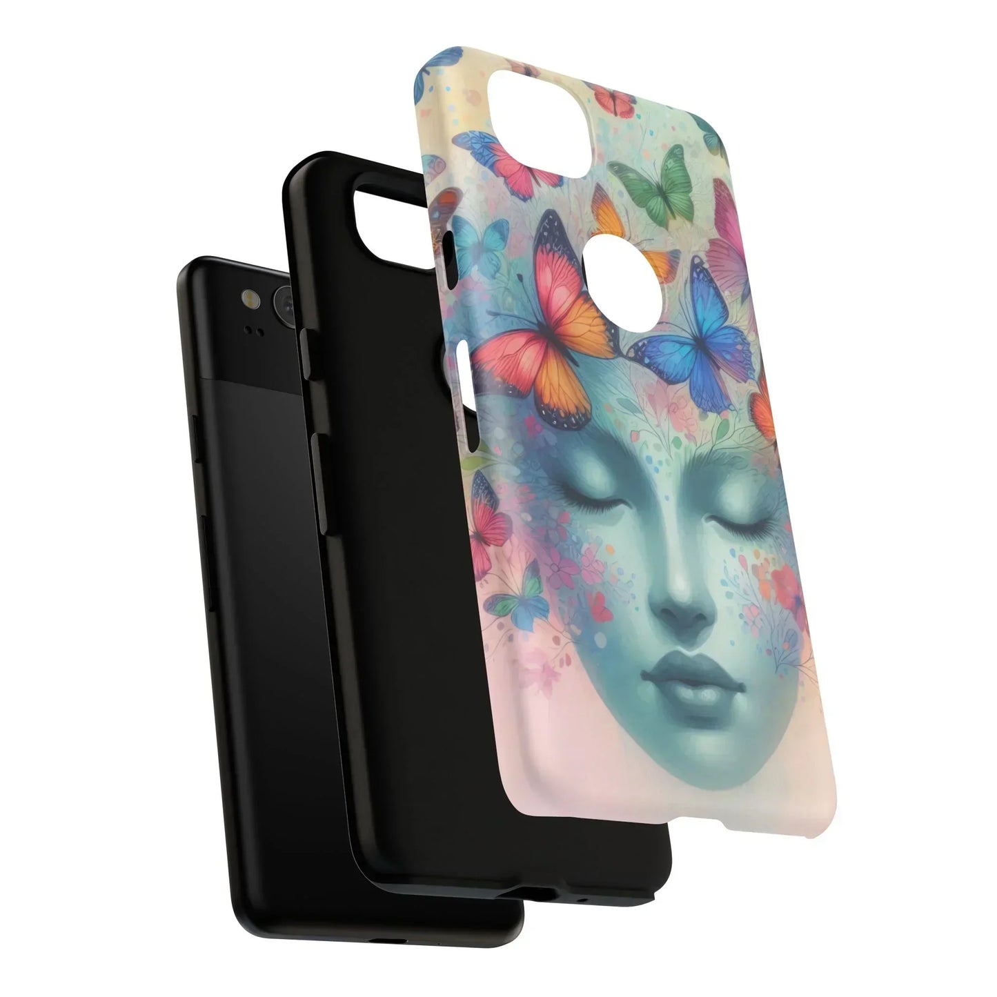 Butterfly Bloom Dreamy Woman Phone Case for Galaxy and Pixel - KarArmDesign
