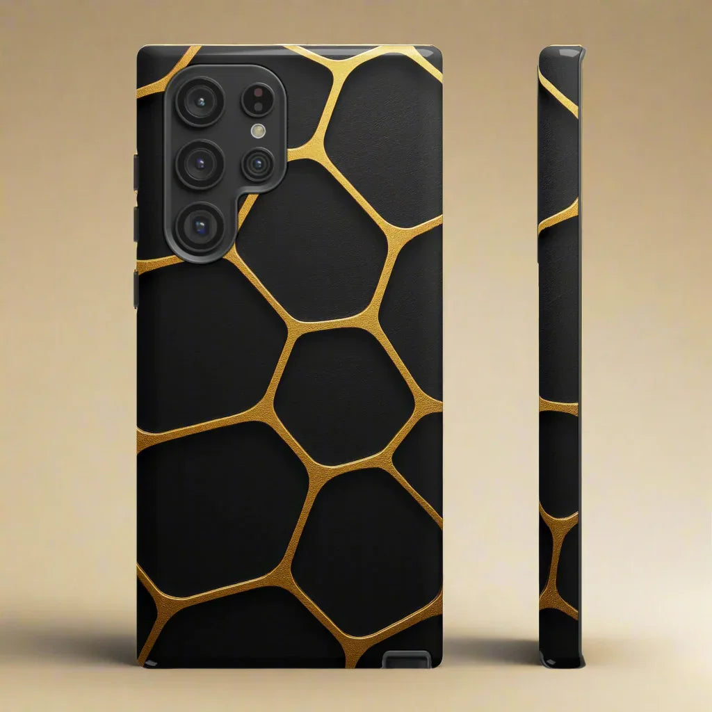 Golden Cellscape Phone Case for iPhone 8-16 and Galaxy S10-S25 Models - KarArmDesign