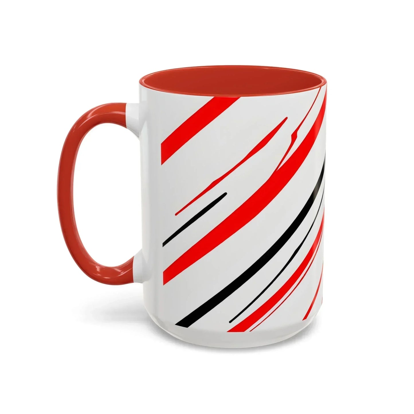 Bold Elegance – Red & Black Swirl Accent Coffee Mug - KarArmDesign