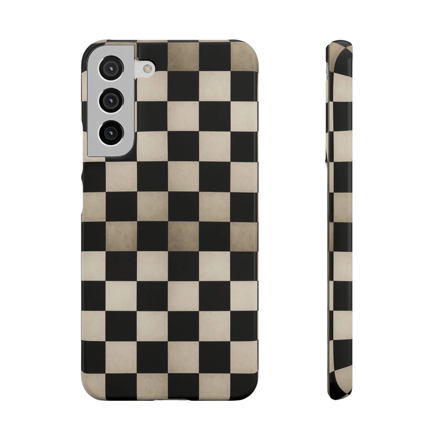 Stylish Matte Checker Phone Case for iPhone 7-16 and Samsung Galaxy S10-S24 Models - KarArmDesign