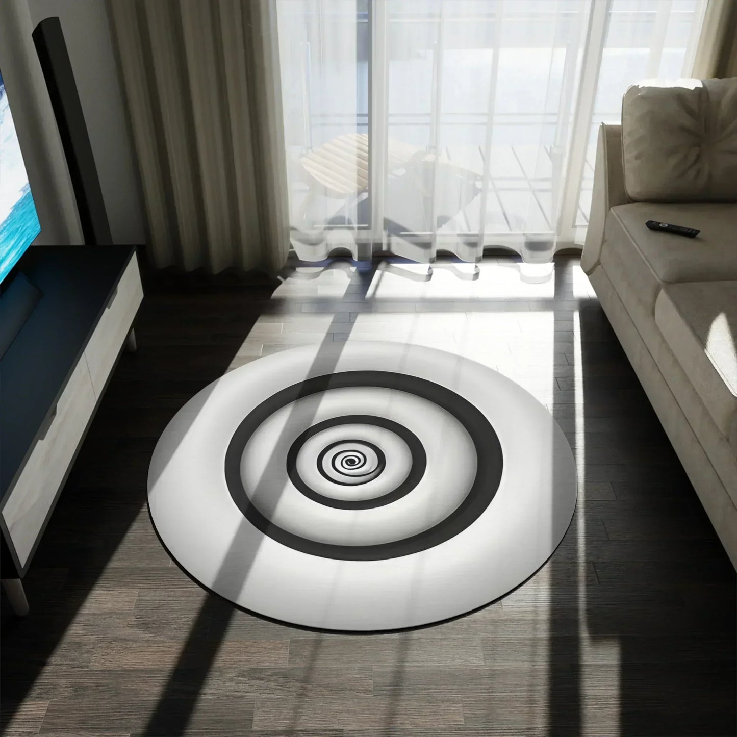Hypnotic Spiral Illusion Round Rug - KarArmDesign