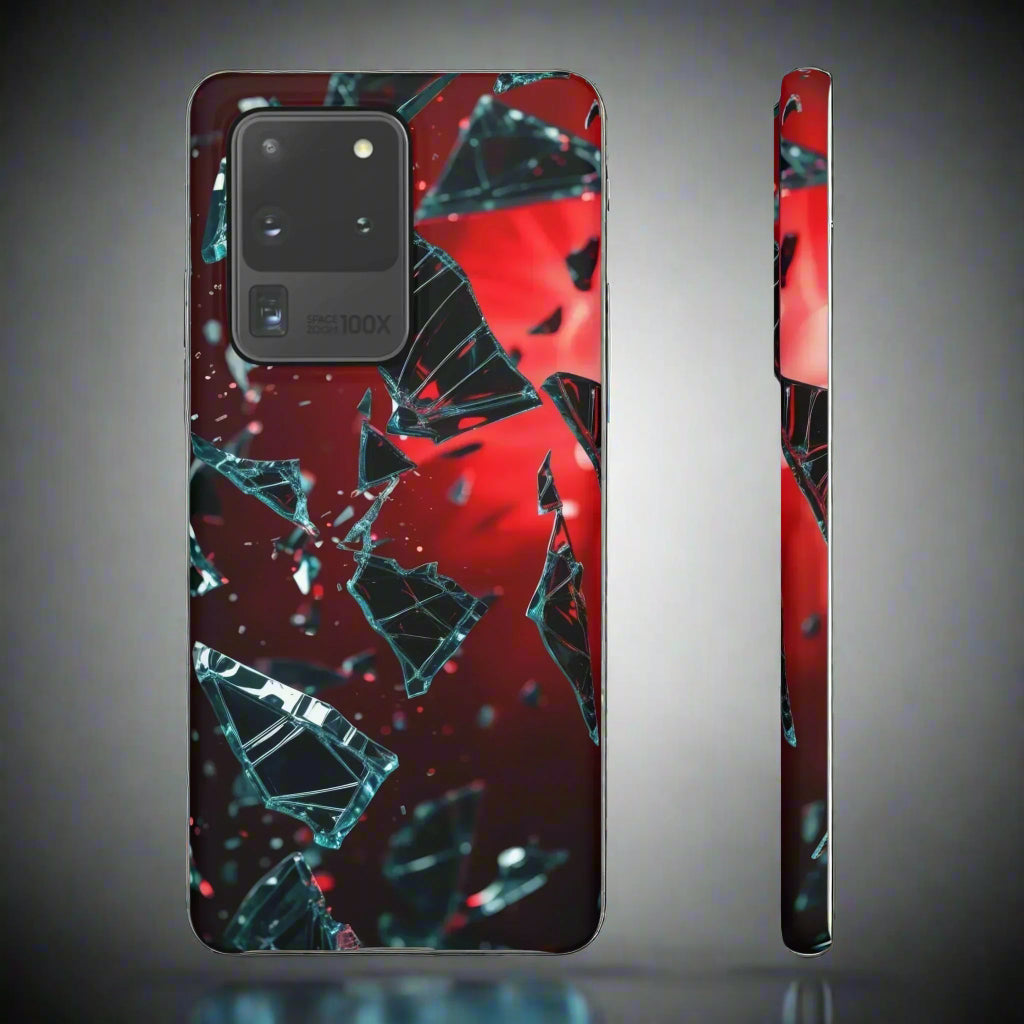 "Crimson Impact" Realistic Glass Shard Snap Phone Case for iPhone 7-16 and Samsung Galaxy S10-S24 Models - KarArmDesign