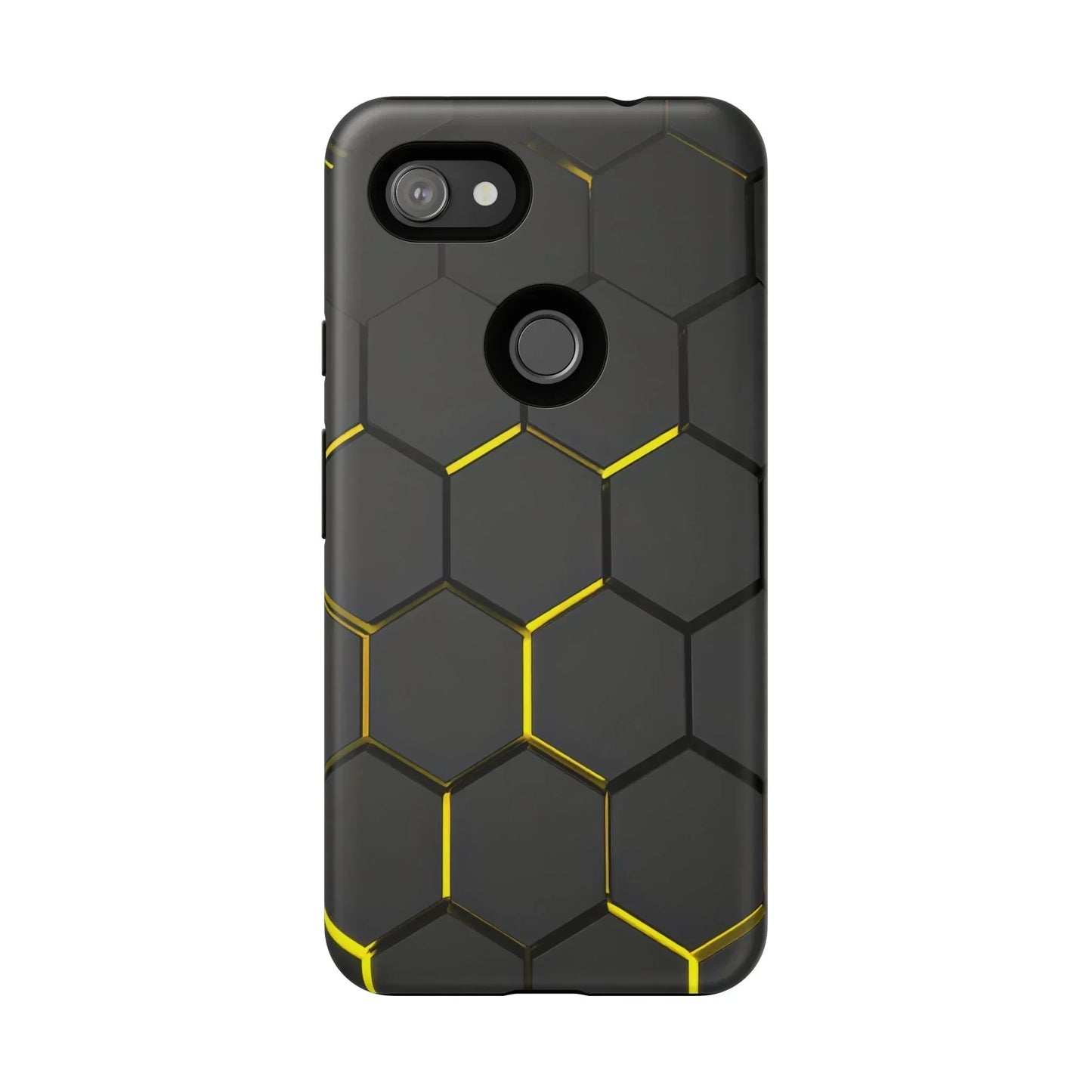 Black and Yellow Hexagon Geometric Tough Phone Case for Galaxy and Pixel - KarArmDesign