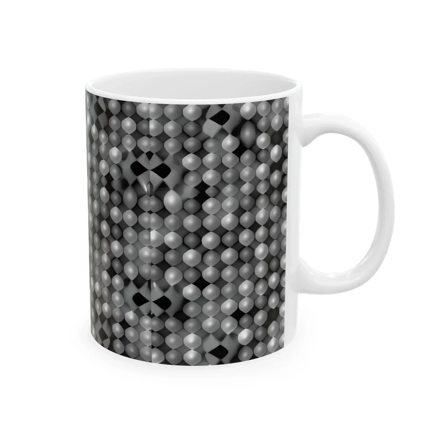 Black & Silver 3D Hex Pattern Ceramic Mug – 11 oz - KarArmDesign