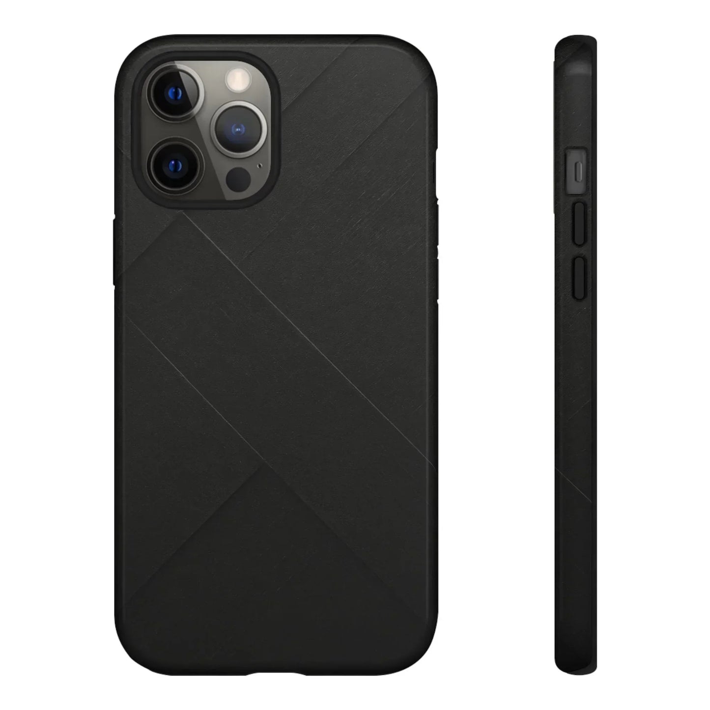 Matte Black Diagonal Line Phone Case for iPhone 8-16 and Galaxy S10-S25 Models - KarArmDesign