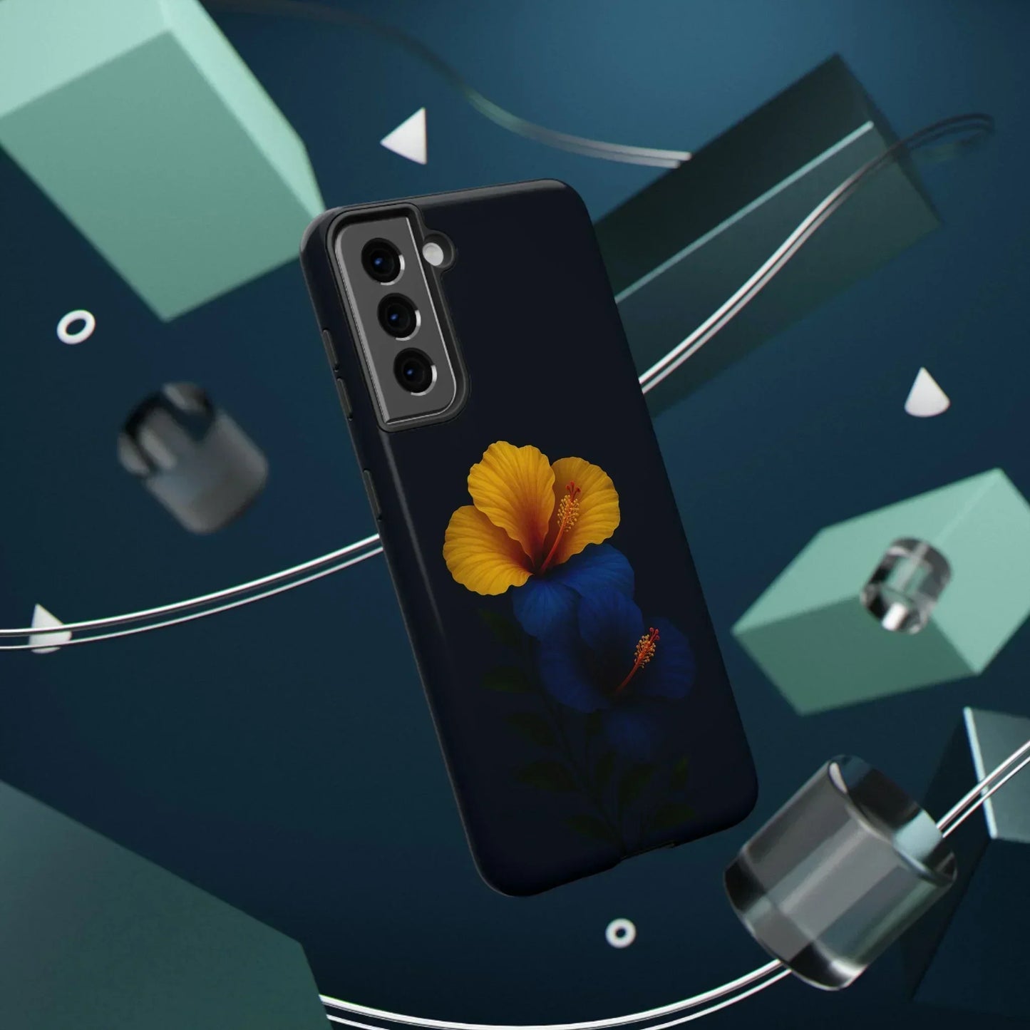 Elegant hibiscus phone case Impact-Resistant Cases for iPhone 12-16 and Samsung Galaxy S21-S22 Models - KarArmDesign