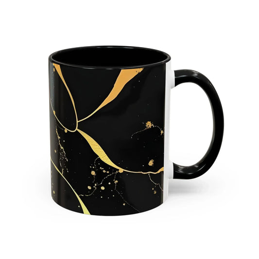 Luxurious Black & Gold Abstract Elegant Ceramic Coffee Mug 11oz - KarArmDesign