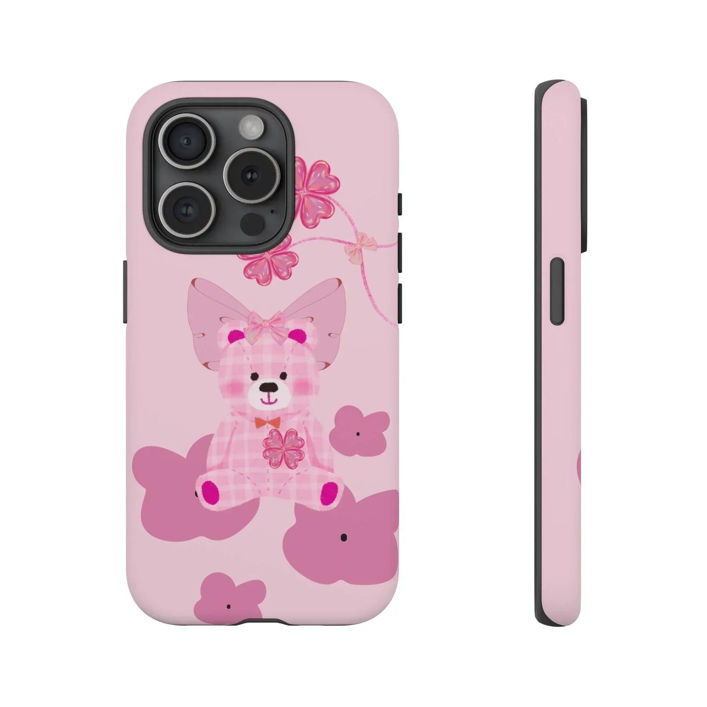 Pink Teddy Bear Phone Cases for iPhone, Pixel and Galaxy Models - KarArmDesign