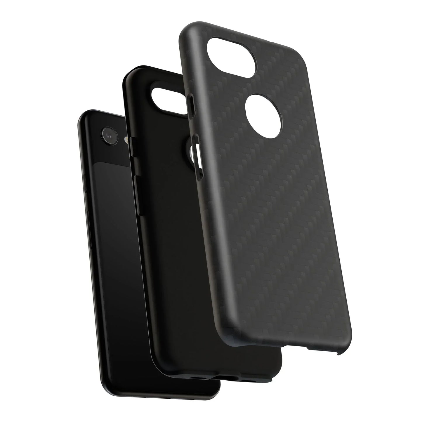 Black Carbon Phone Case Tough Case for iPhone 8-16 and Google Pixel up to 9 Models - KarArmDesign