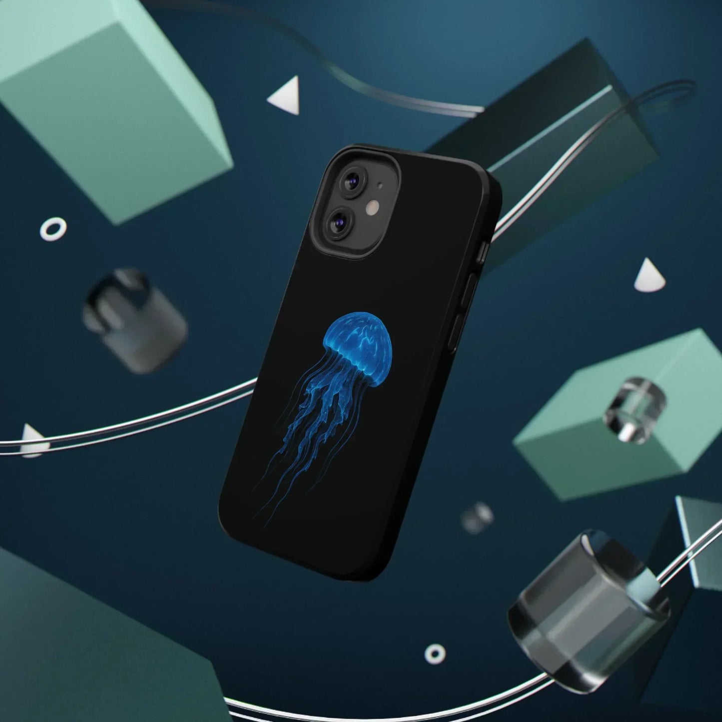 Blue Jellyfish Phone Case for iPhone 12-16 and Samsung Galaxy S21-S22 Models - KarArmDesign