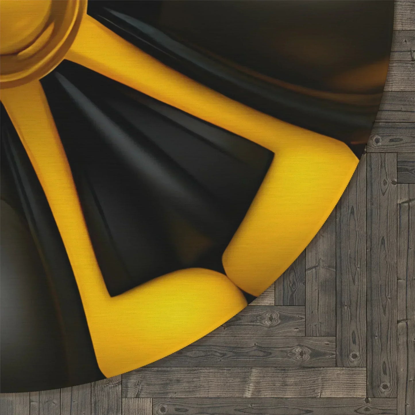 Black and Yellow Geometric Round Rug – Bold Statement for Modern Floors - KarArmDesign