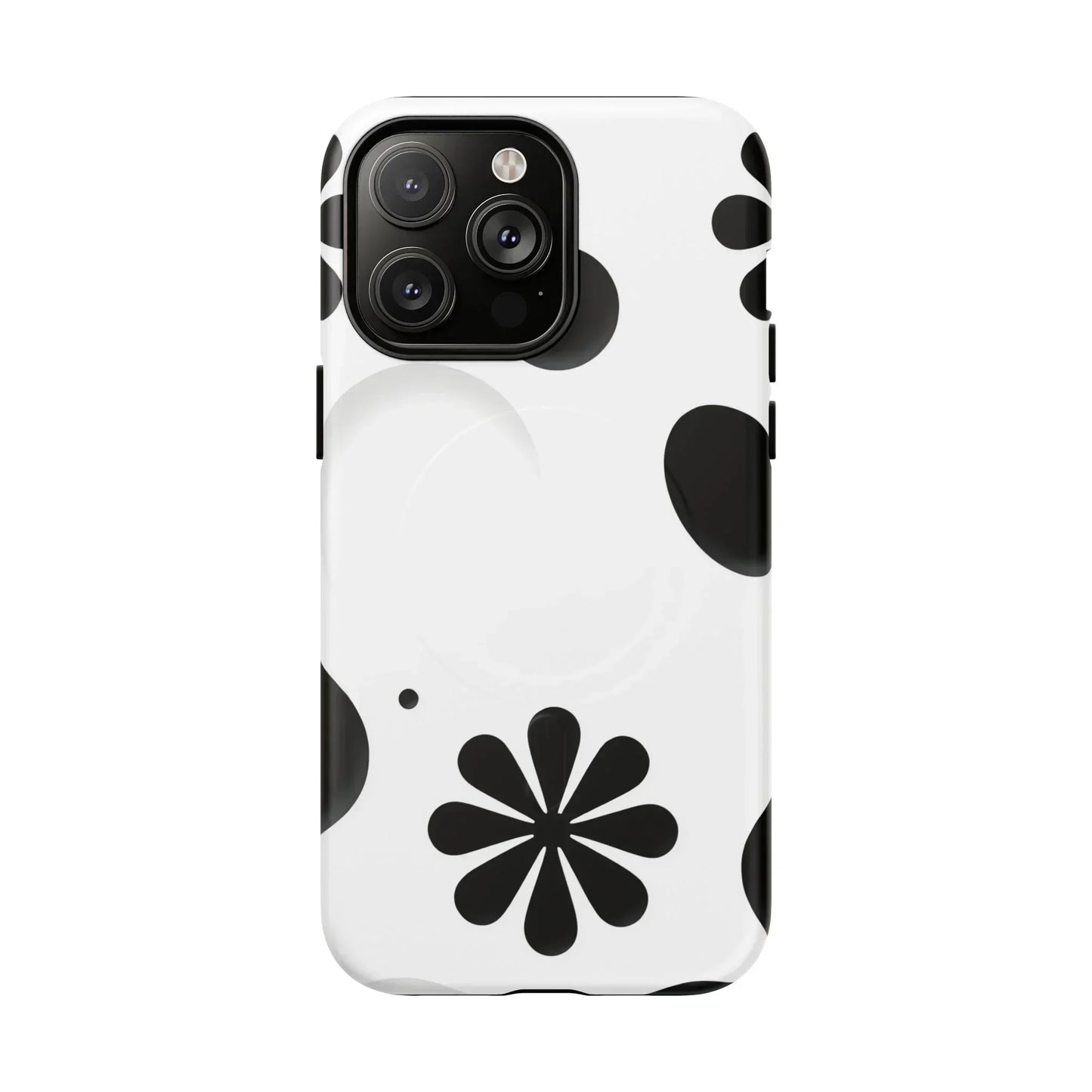 Elegant Black Floral Magnetic Phone Case for iPhone 14-16 Models - KarArmDesign
