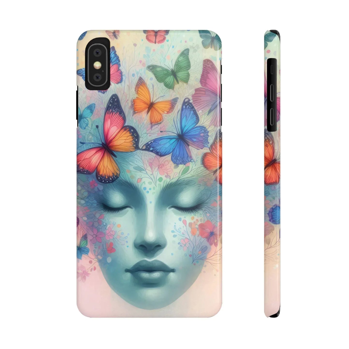 Butterfly Bloom Dreamy Woman with Closed Eyes Tough Phone Case for iPhone - KarArmDesign