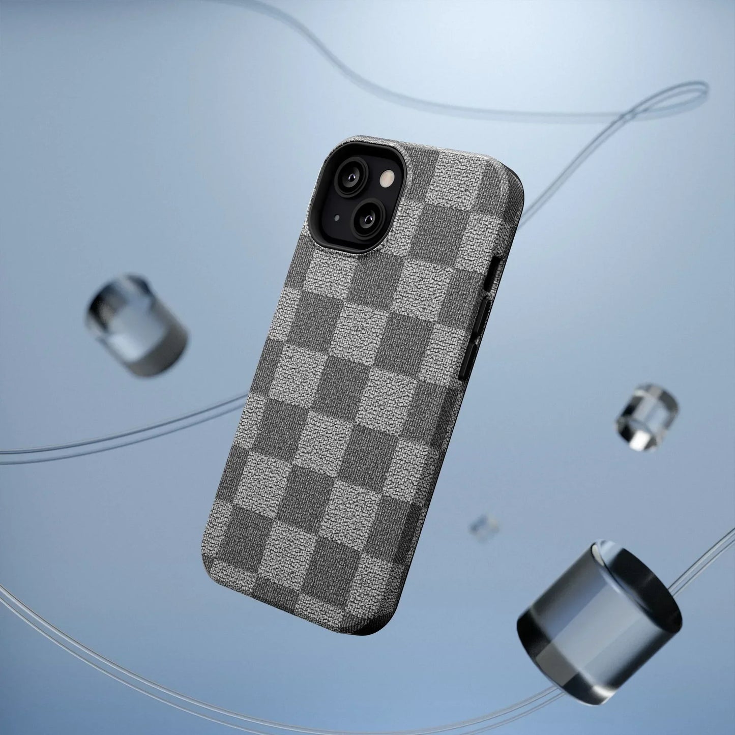 Gray Checkered Phone Case for iPhone 12-16 and Galaxy S21-S22 Models - KarArmDesign