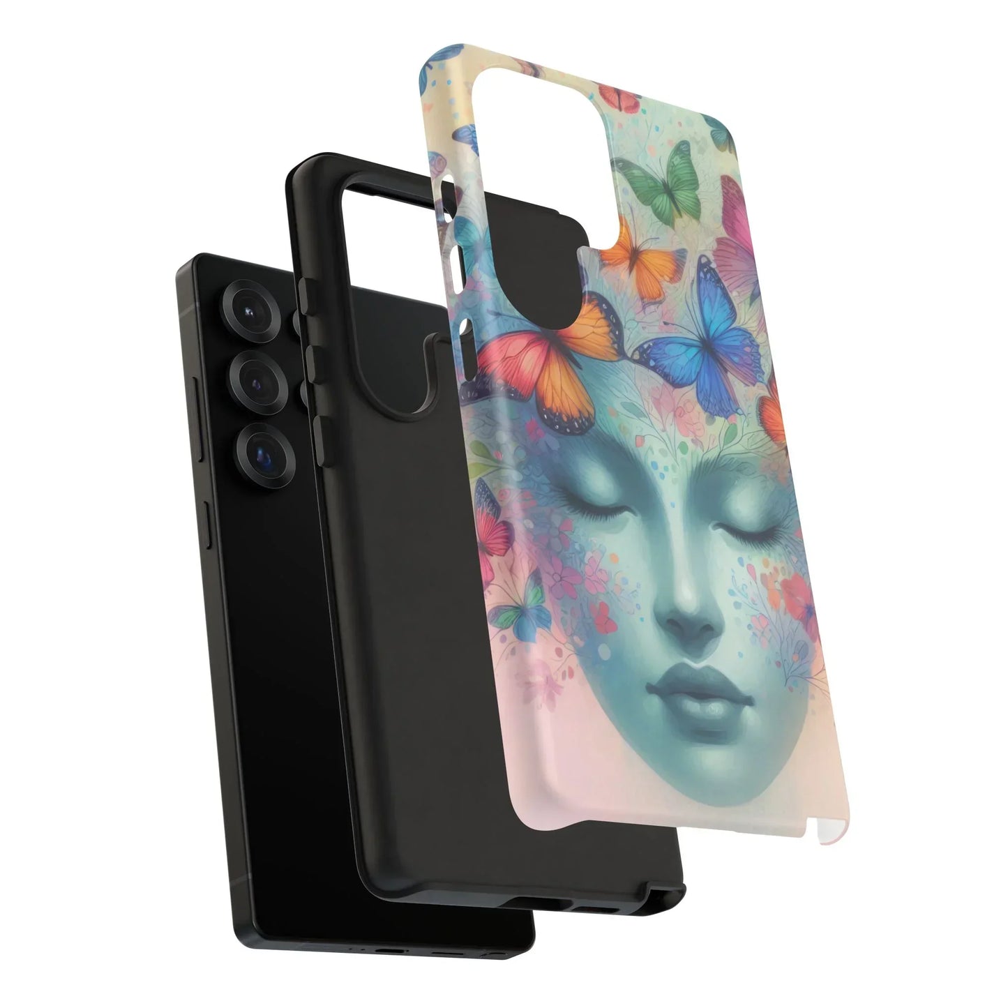 Butterfly Bloom Dreamy Woman Phone Case for Galaxy and Pixel - KarArmDesign