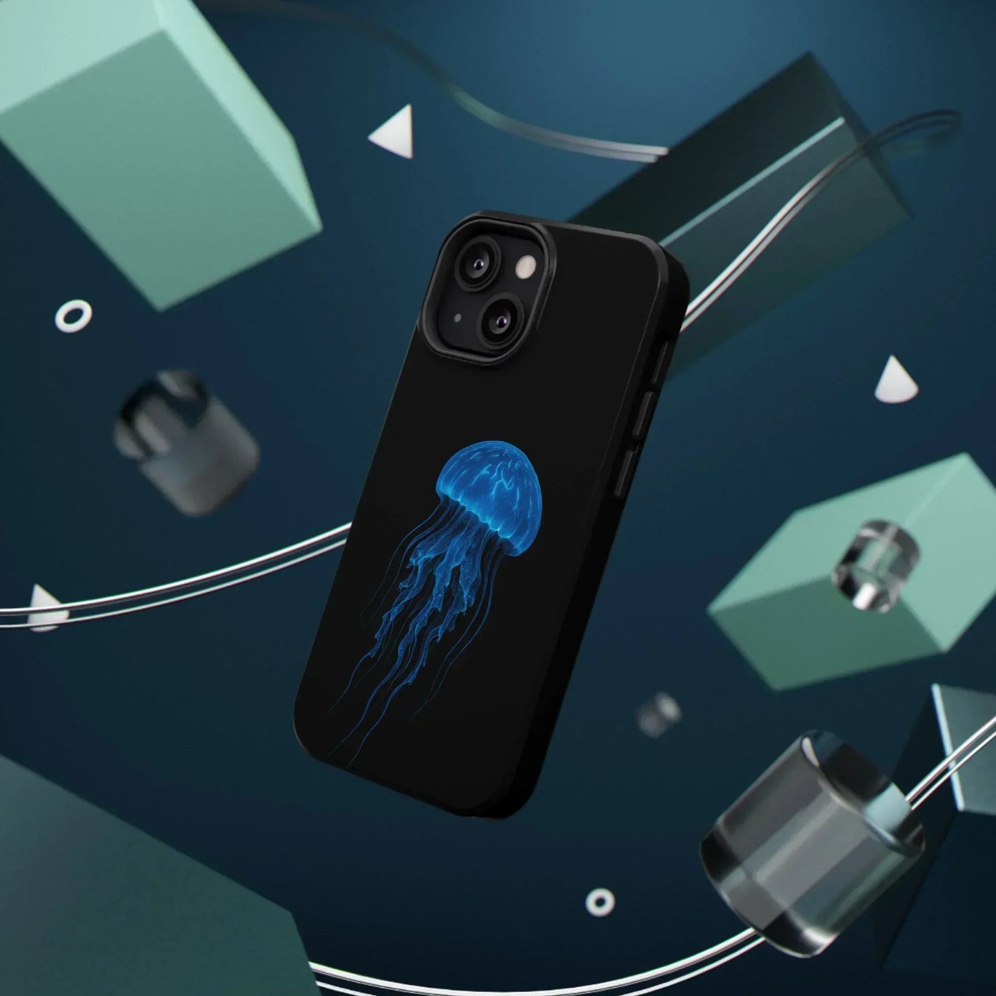 Blue Jellyfish Phone Case for iPhone 12-16 and Samsung Galaxy S21-S22 Models - KarArmDesign