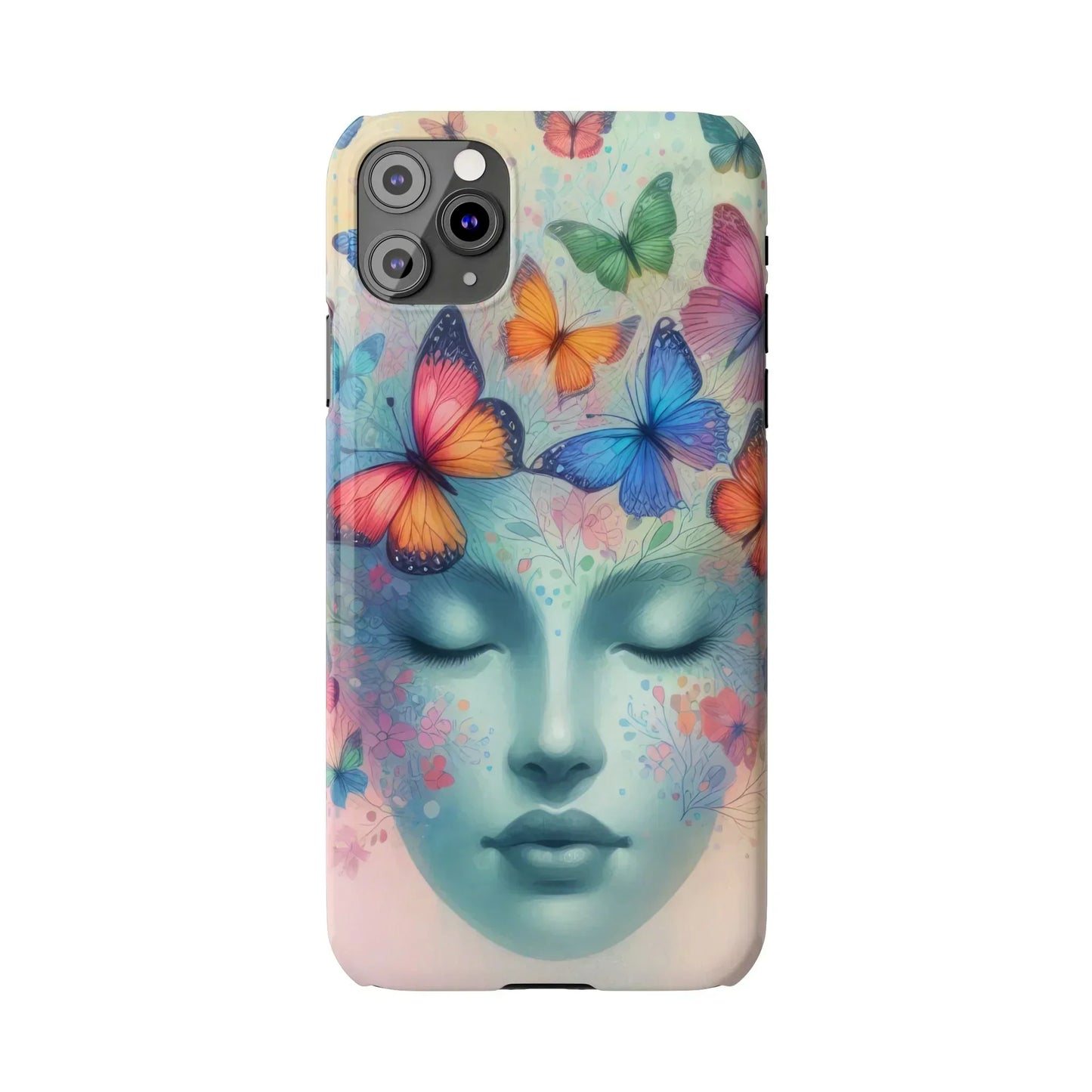 Butterfly Bloom Dreamy Woman with Closed Eyes Tough Phone Case for iPhone - KarArmDesign