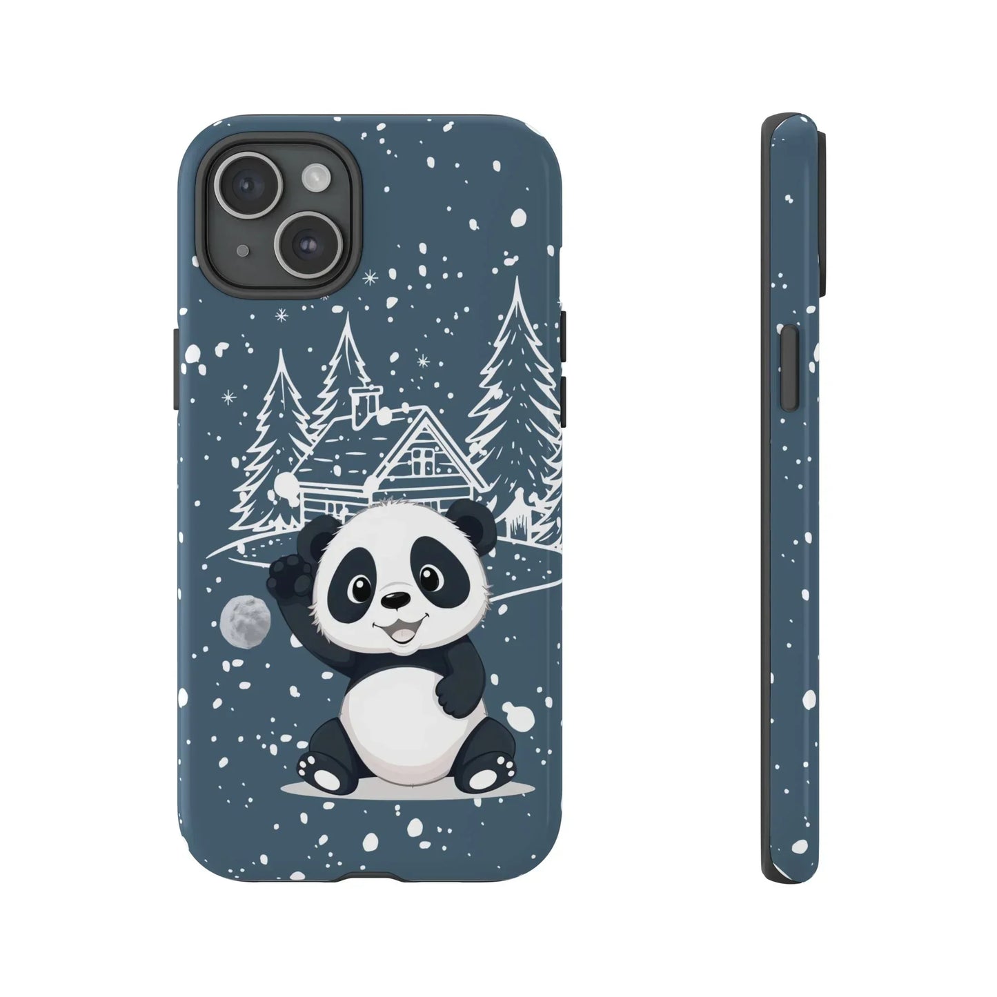 Cute Panda in a Winter Wonderland Phone Case for iPhone 8-16 Models - KarArmDesign