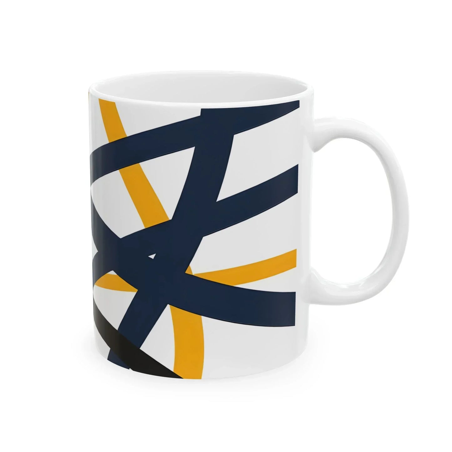 Navy Blue and Orange Smoke Pattern Ceramic Mug - KarArmDesign