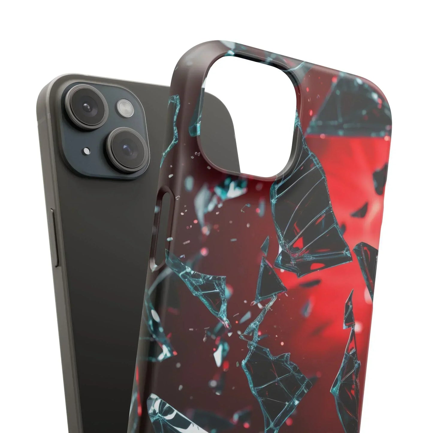 "Crimson Impact" Realistic Glass Shard Snap Phone Case for iPhone 7-16 and Samsung Galaxy S10-S24 Models - KarArmDesign