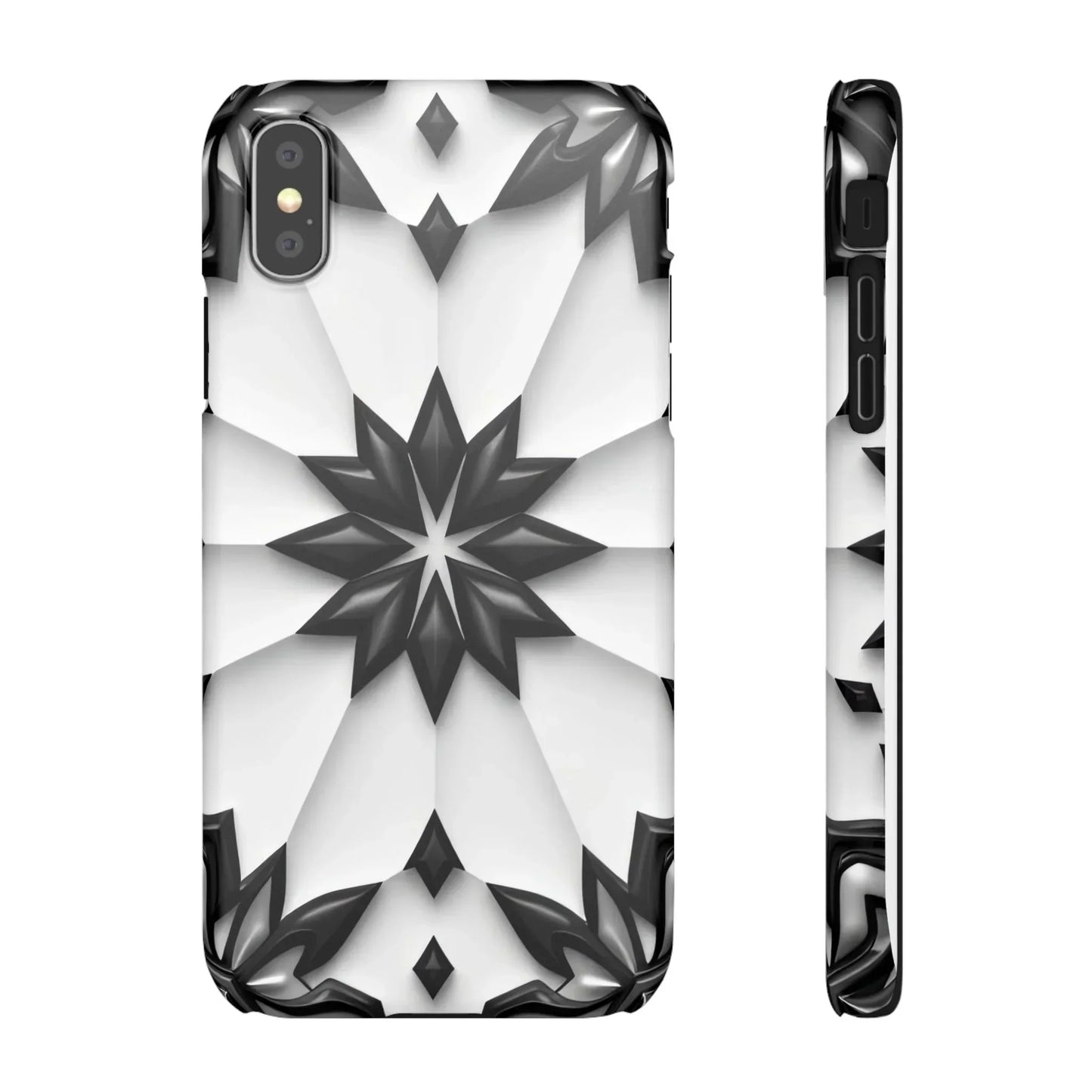 Black and White Geometric Floral Phone Case for iPhone and Samsung Galaxy - KarArmDesign