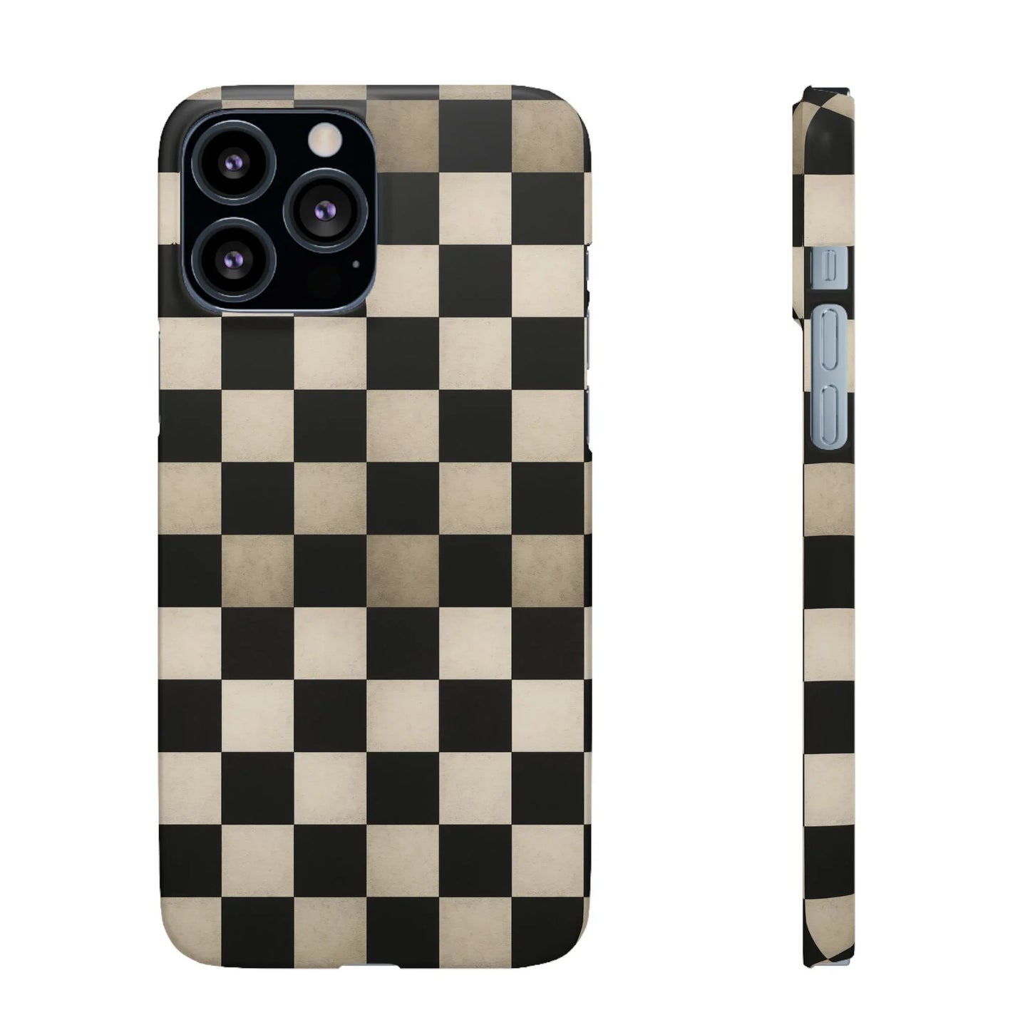 Stylish Matte Checker Phone Case for iPhone 7-16 and Samsung Galaxy S10-S24 Models - KarArmDesign