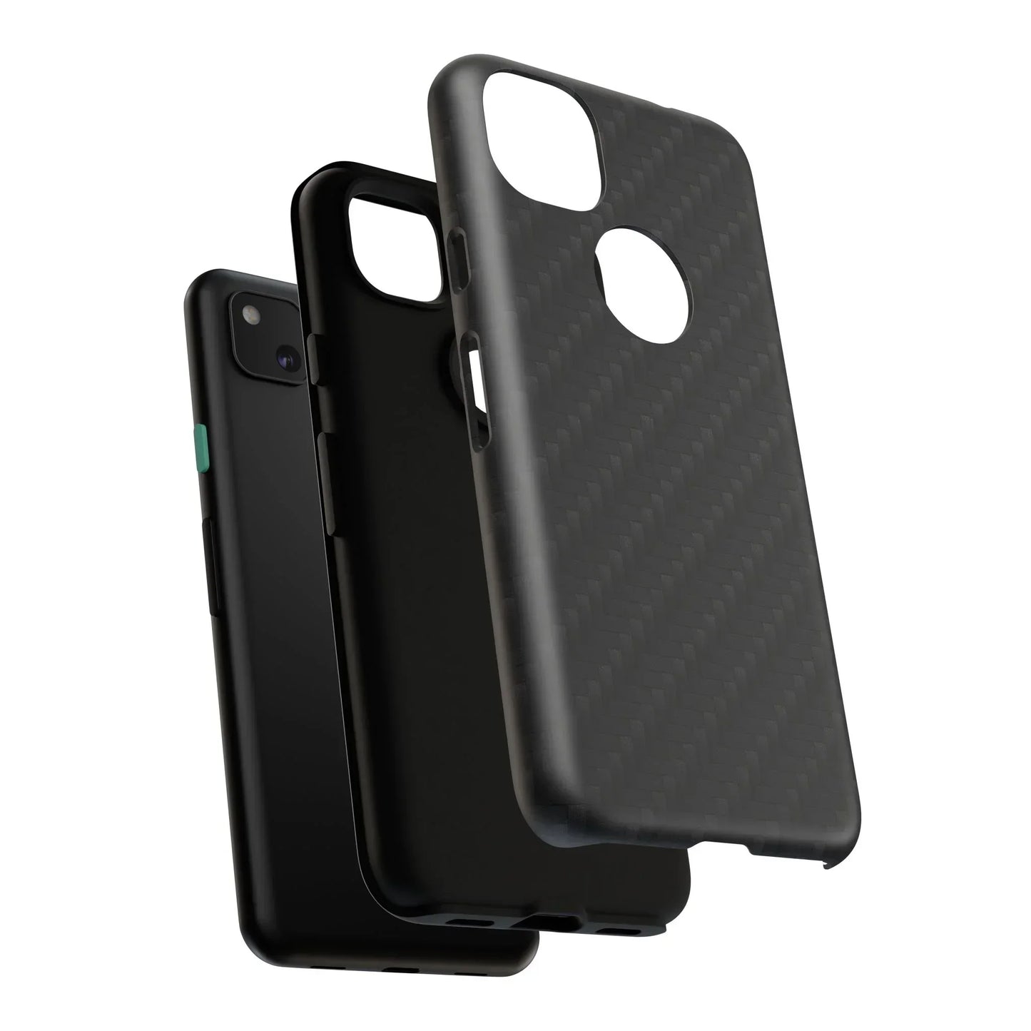 Black Carbon Phone Case Tough Case for iPhone 8-16 and Google Pixel up to 9 Models - KarArmDesign