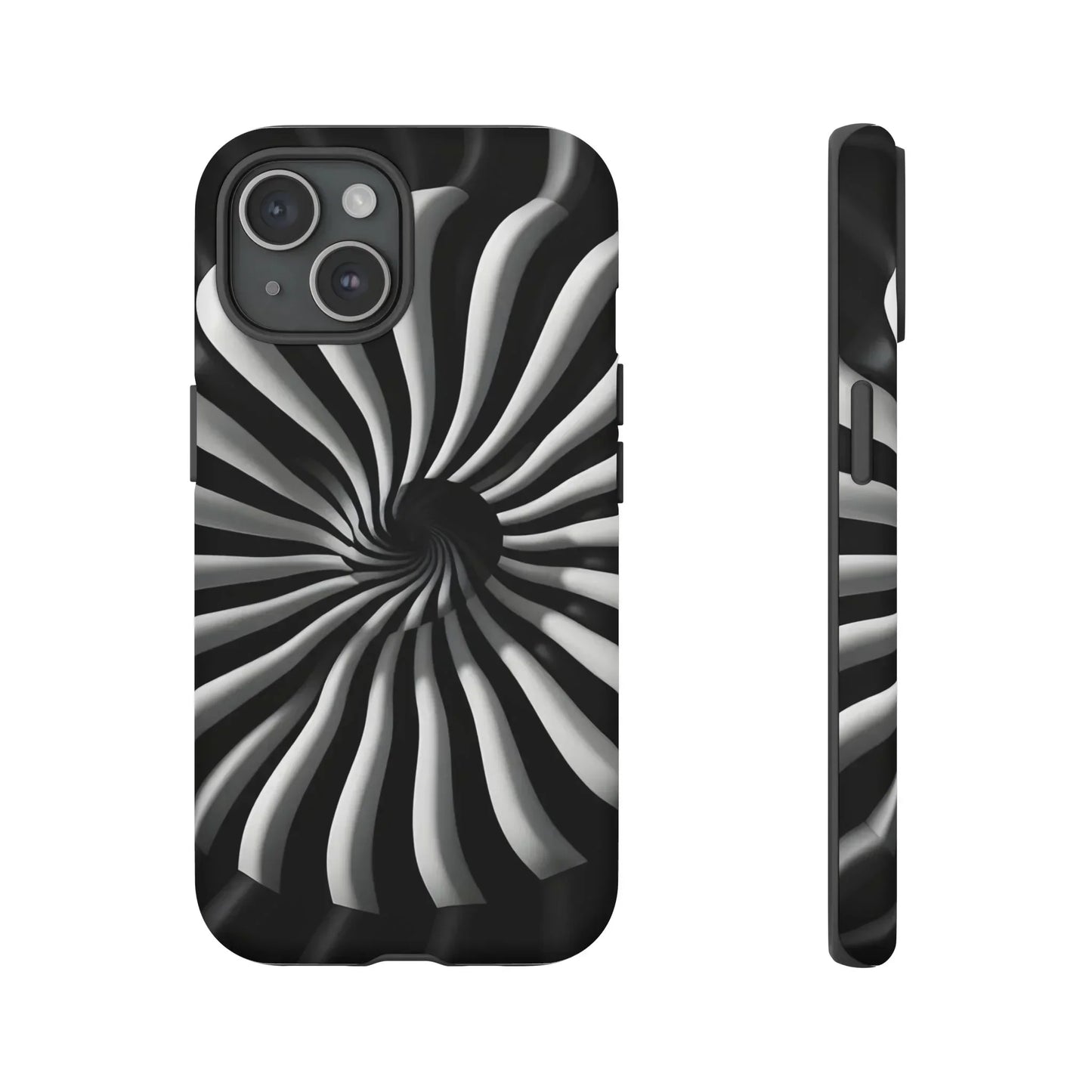 Hypnotic Black and White Spiral Phone Case for iPhone & Galaxy - KarArmDesign