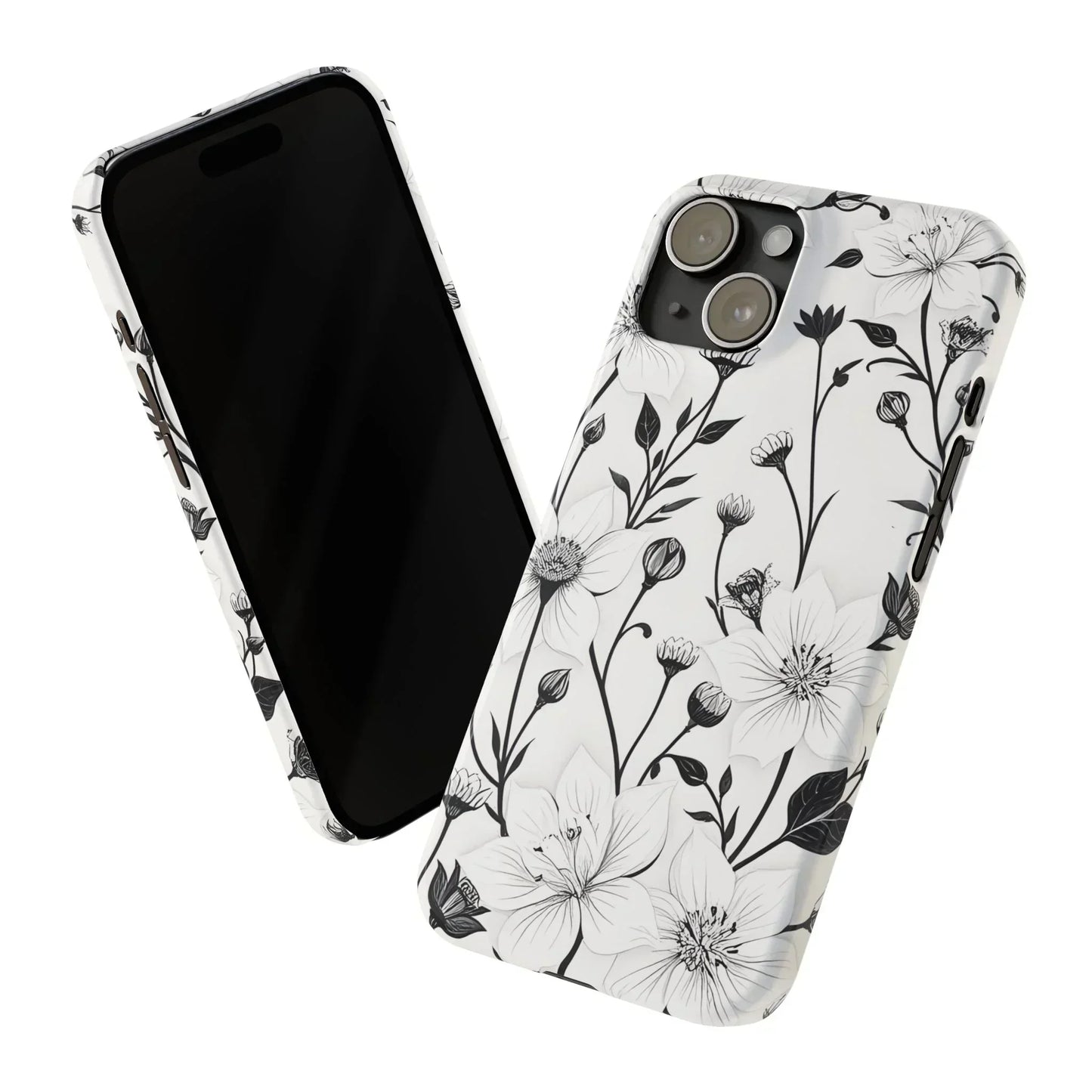 Monochrome Bloom Slim Floral Phone Case for iPhone 7-16 Models - KarArmDesign