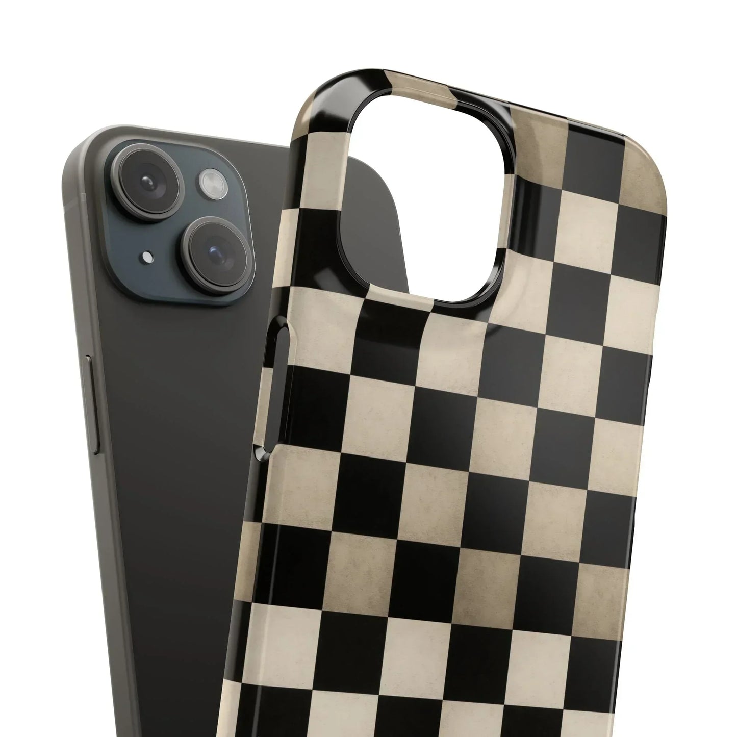 Stylish Matte Checker Phone Case for iPhone 7-16 and Samsung Galaxy S10-S24 Models - KarArmDesign