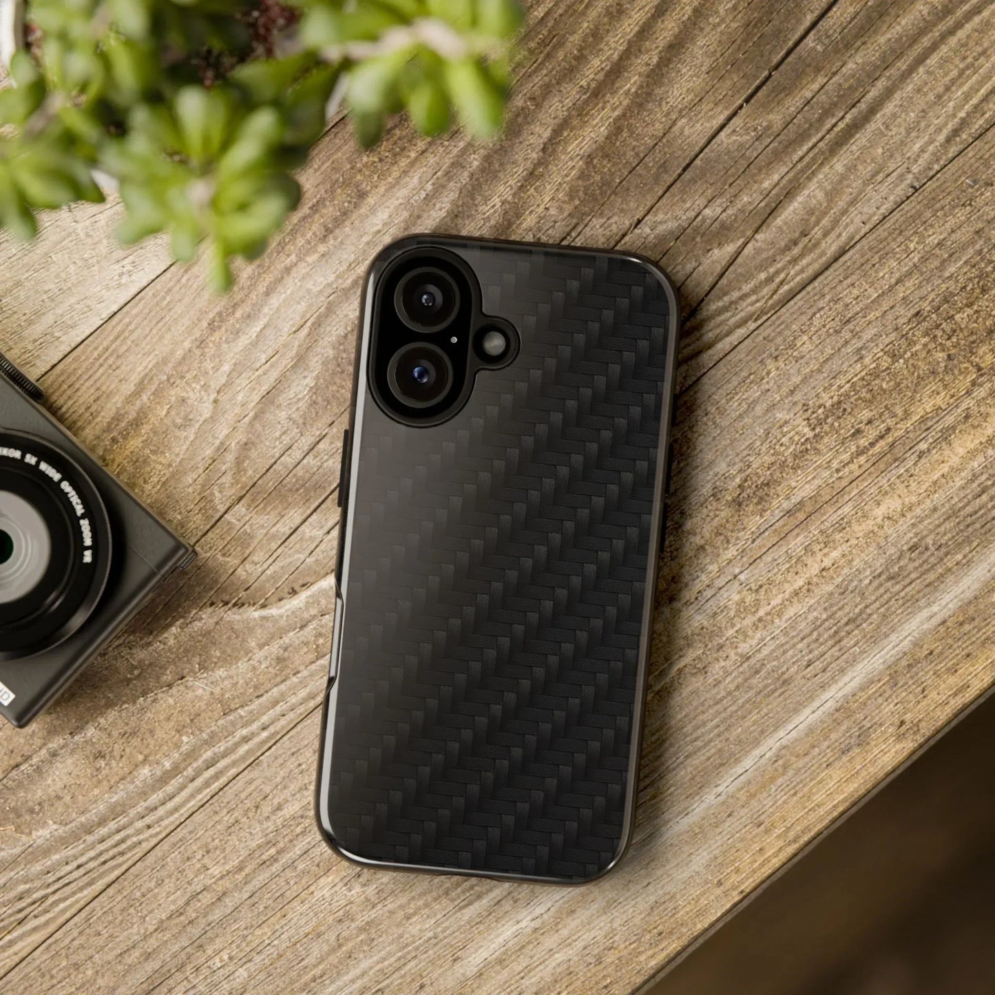 Black Carbon Phone Case Tough Case for iPhone 8-16 and Google Pixel up to 9 Models - KarArmDesign